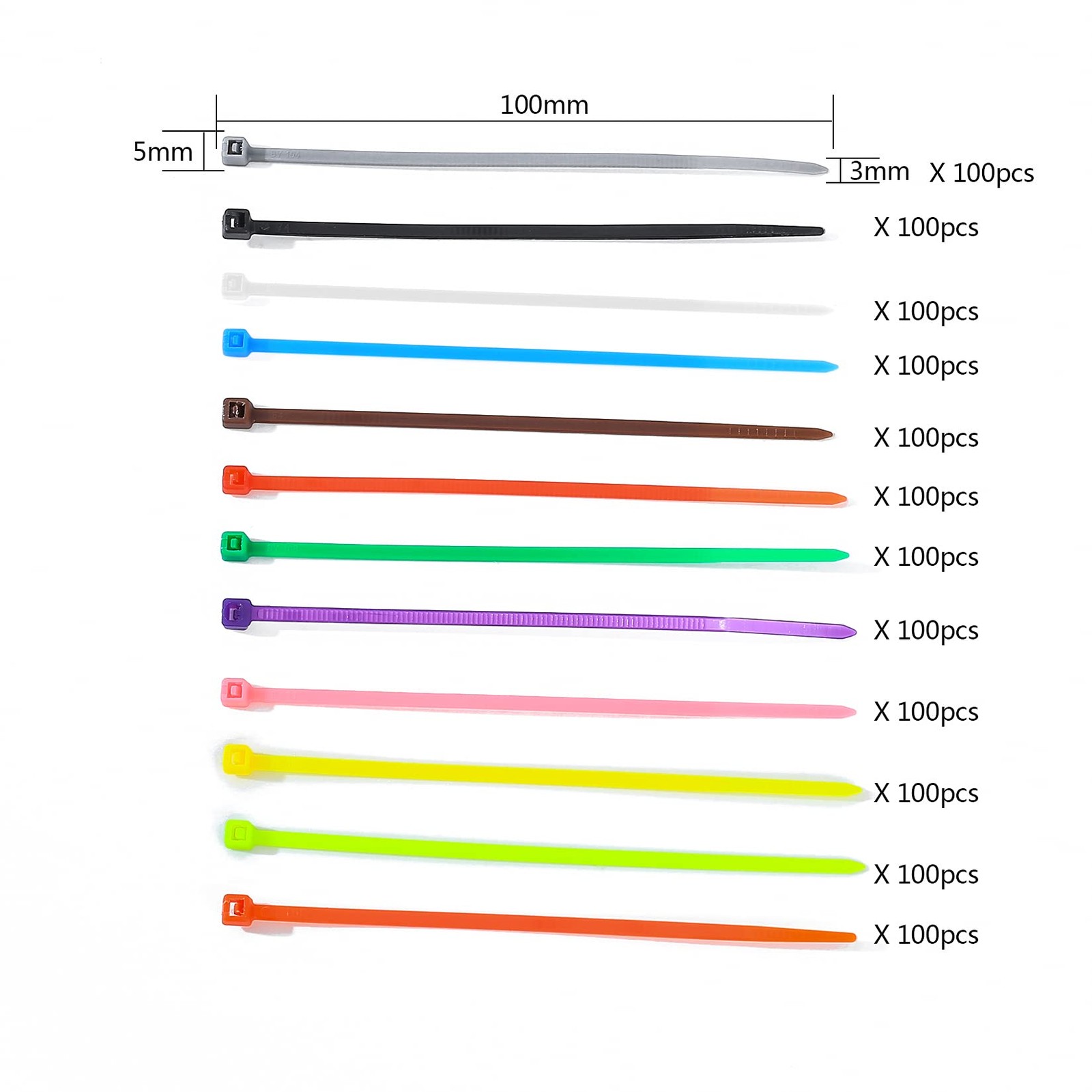 HexinYigjly1200 Pcs Mixed Colored Zip Ties, 4 Inch Multicolor Self-Locking Ny...