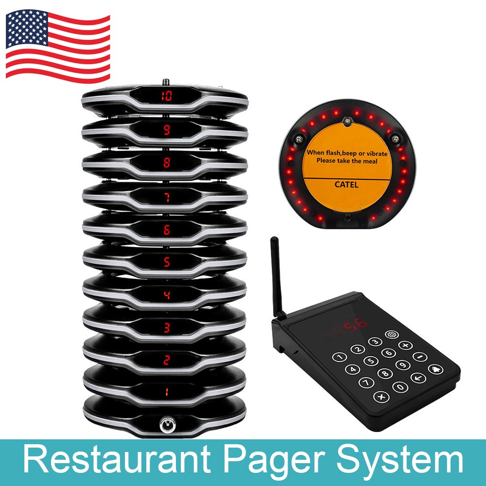 Waterproof Coaster Pager Wireless Calling System Portable Queue Alert Cafe Bar
