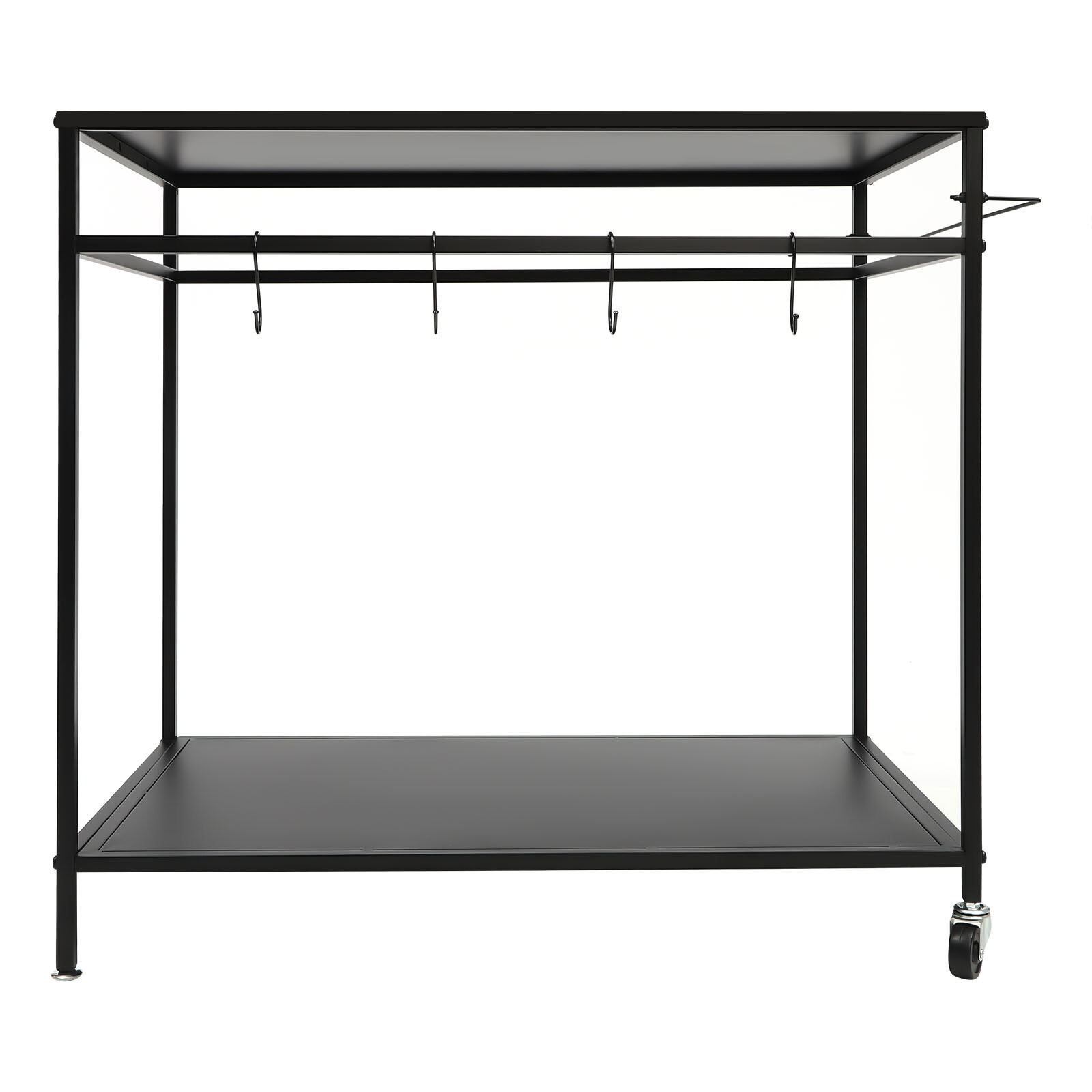 Kitchen BBQ Food Prep Work Cart Table Stand Mobile Storage Rack Grid Panel 2Tier