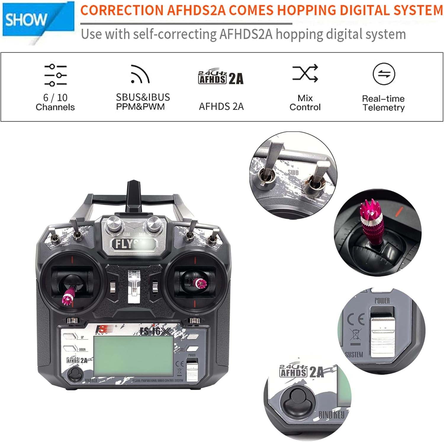 Flysky Fs-I6X 10CH Radio Transmitter and Receiver Fs-Ia10B 2.4G RC Controller fo