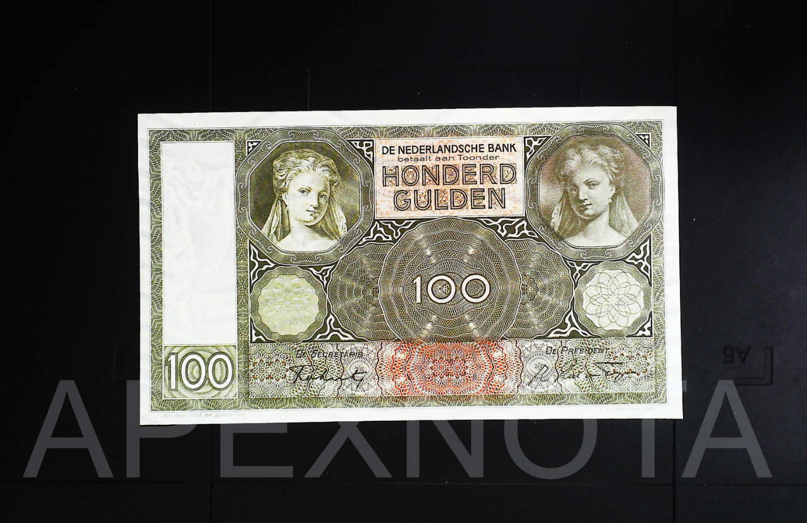 NETHERLANDS 100 GULDEN 1942 P51 CU- CHOICE UNC- PREFIX GX WMK FISH PRETTY NOTE