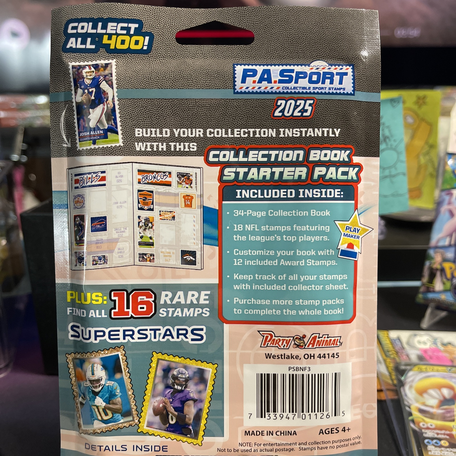 P.A. Sport NFL Stamp Collectible Book Series 3 2025 Starter Pack 18 stamps