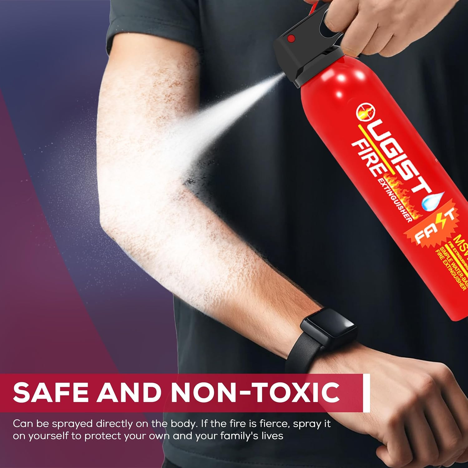 Multipurpose Fire Extinguisher (4 Pack, 21Oz Each) with Wall Mount Bracket, Wate