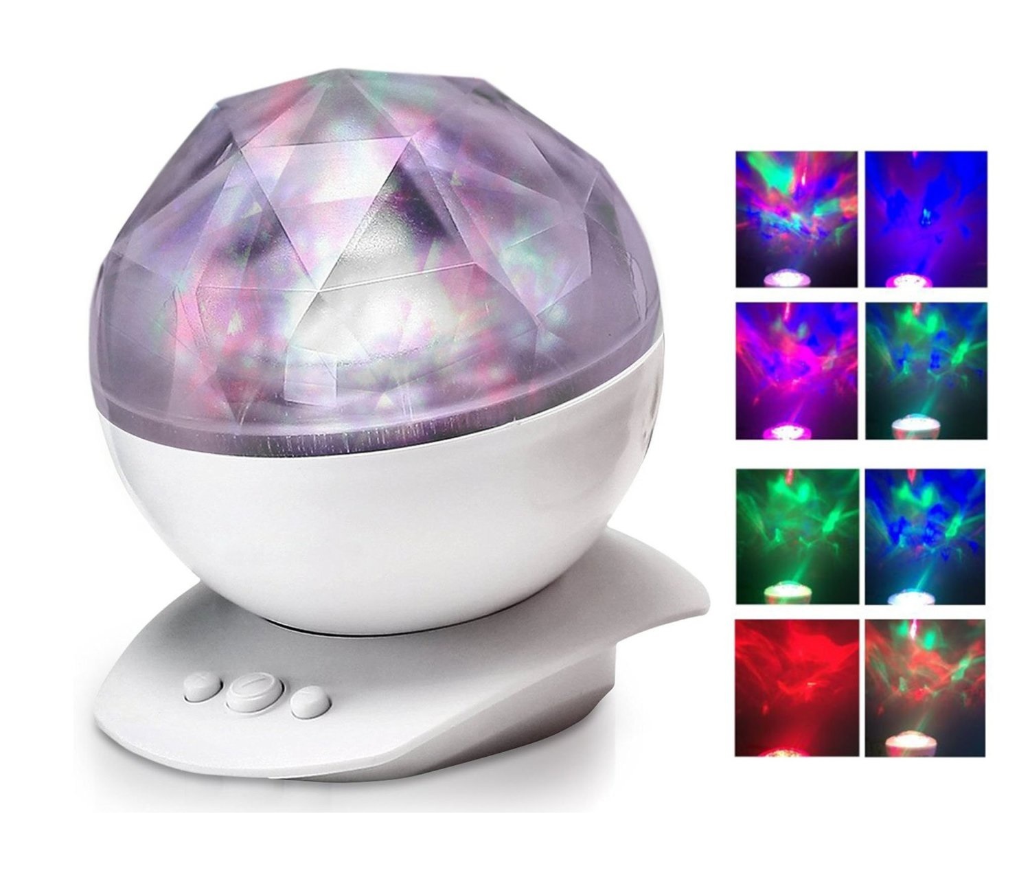 Color Changing Diamond Aurora Borealis Projector Night Lamp MP3 Speaker USB