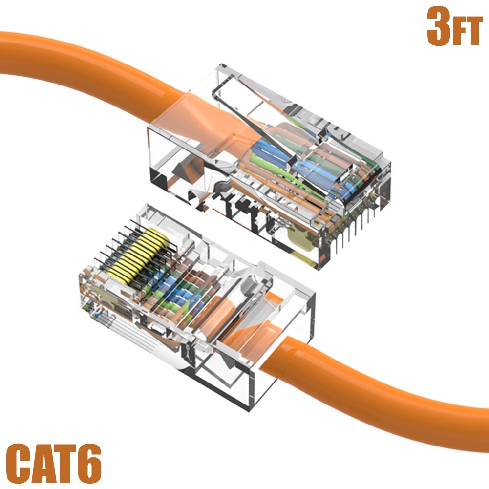 3FT Cat6 RJ45 Ethernet LAN Network UTP Non-Boot Patch Cable Copper 24AWG Orange