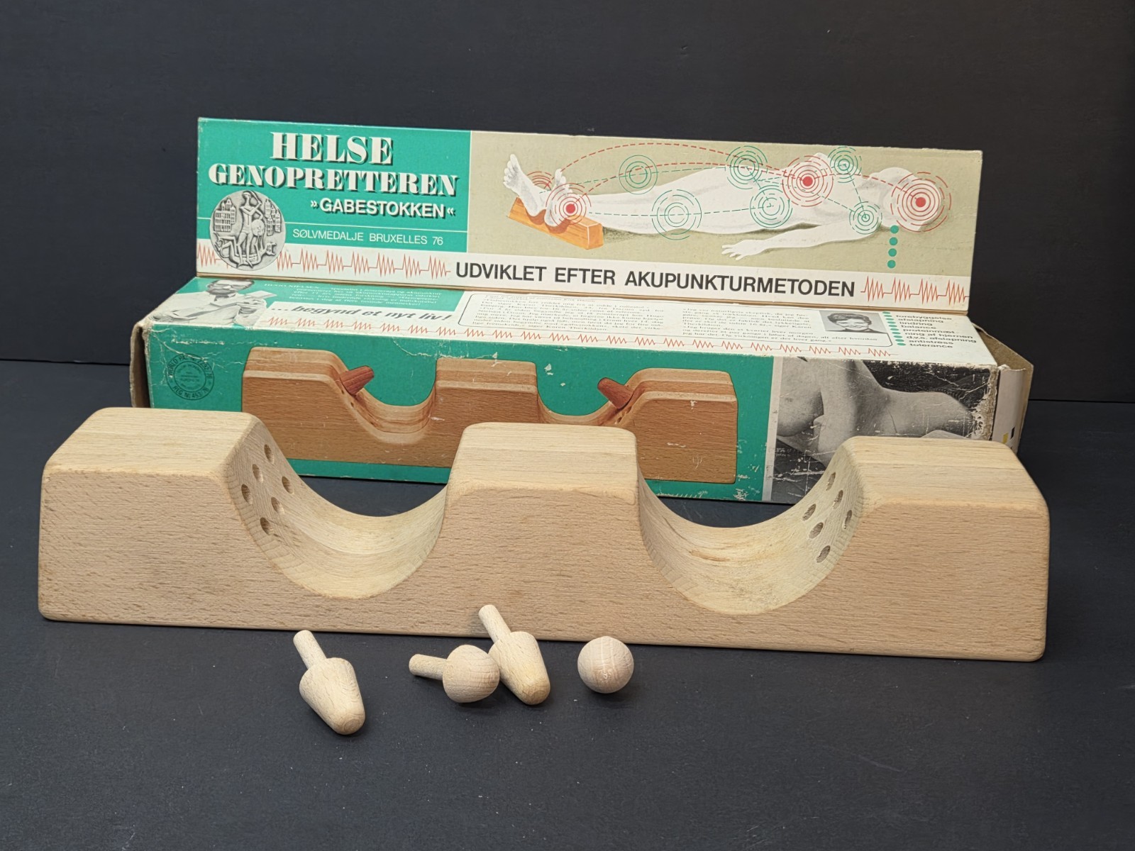 Acupuncture Wood Device feet ankle gabestokken Vintage Box
