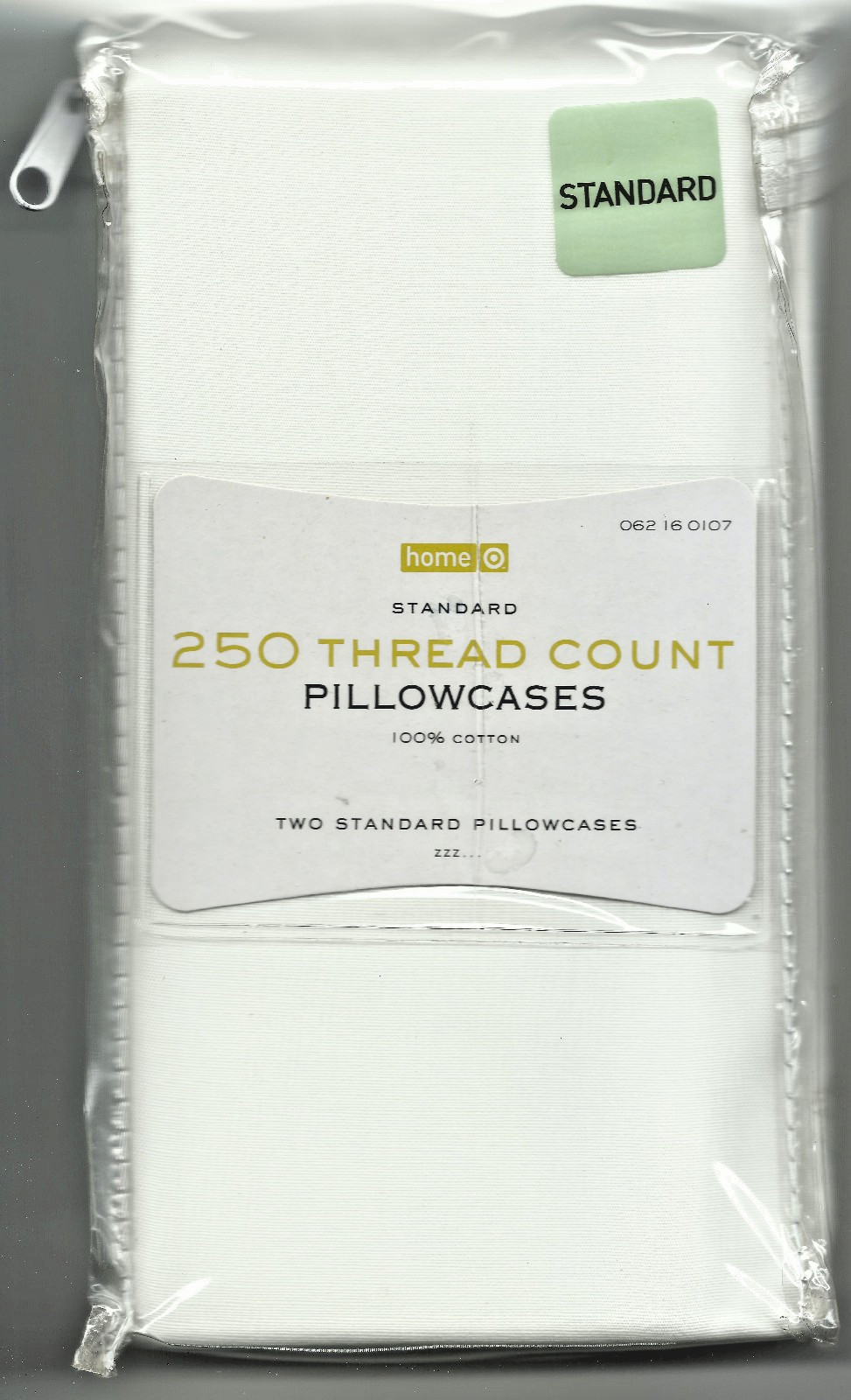 2 Cotton Standard Bed Pillowcases 20" x 30" White 250 Thread Count Home Brand