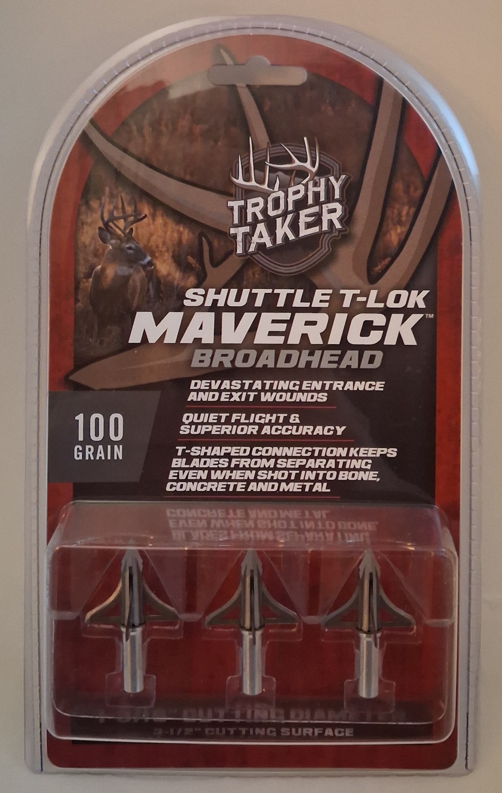 Trophy Taker Shuttle T-Lok Maverick Arrow Broadhead 100 Grain -(3) pack