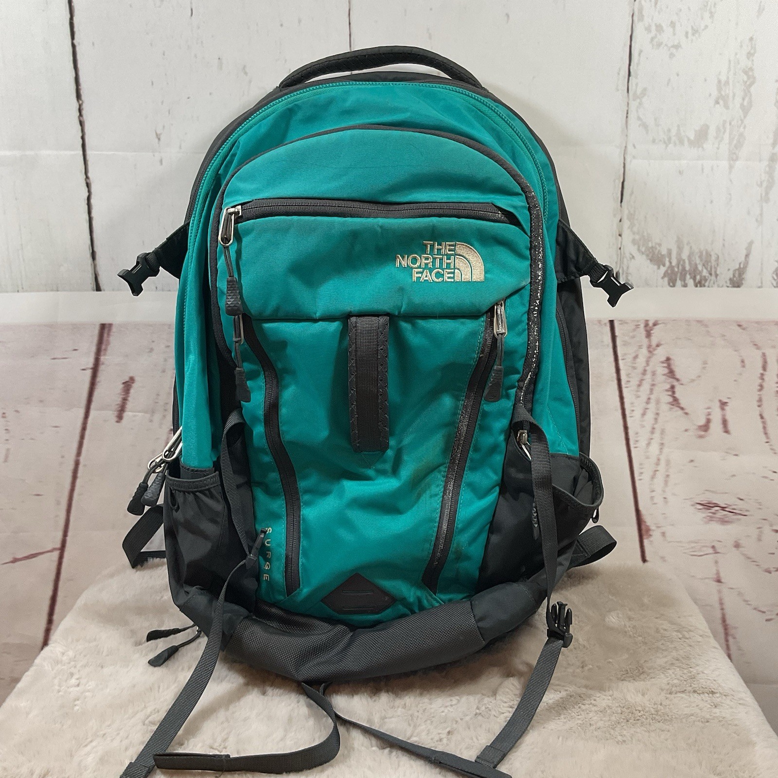 The North Face Surge FlexVent Backpack Blue Laptop Pocket Hiking Camping Travel