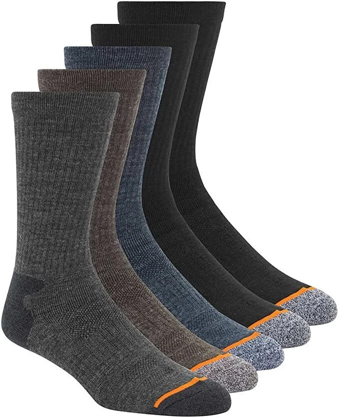 Weatherproof Vintage Men's Outdoor Wool Blended Crew Sock, Pack-5 Multi