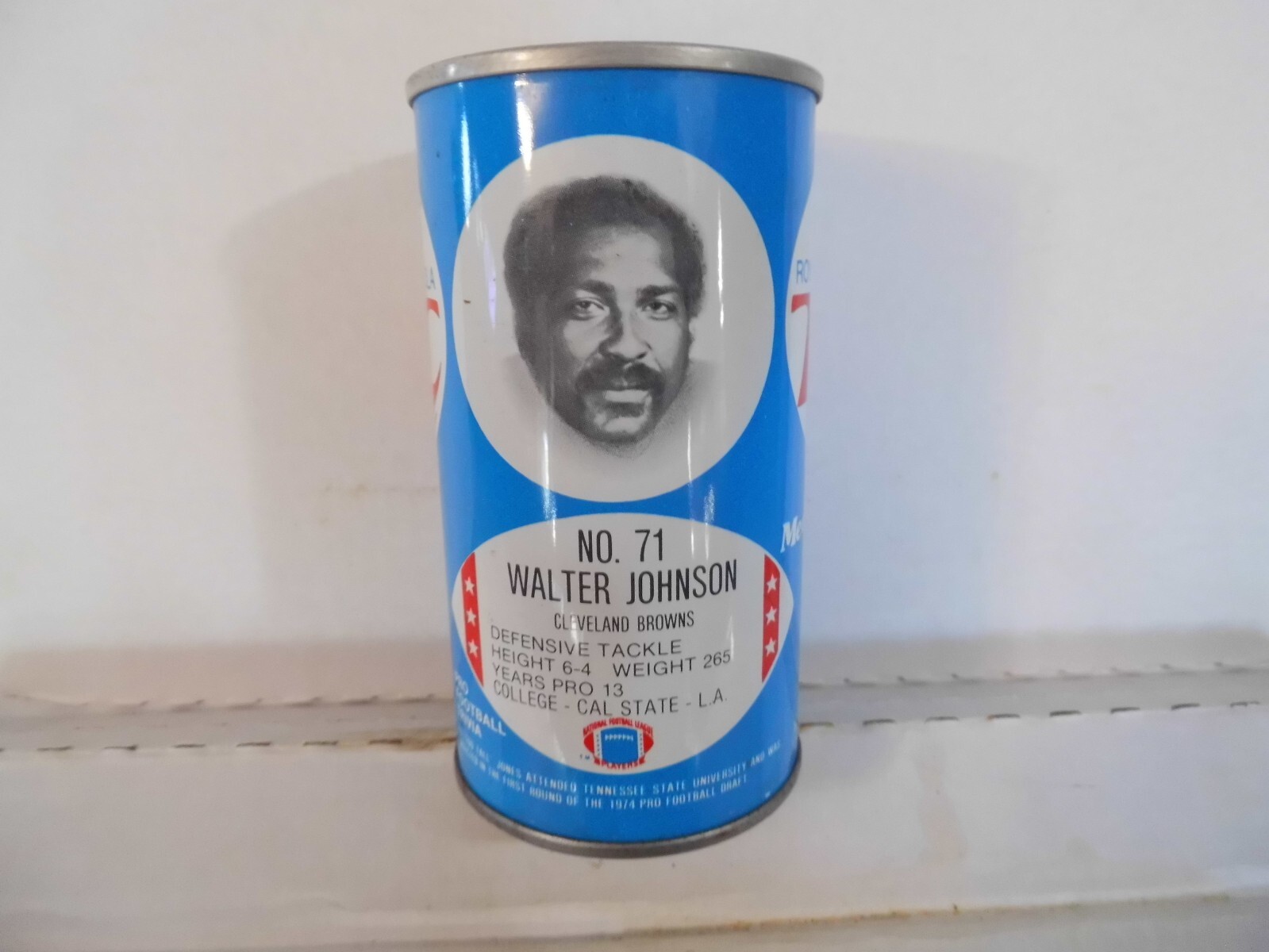 ROYAL CROWN RC COLA NFL CLEVELAND BROWNS WALTER JOHNSON SODA CAN~#71