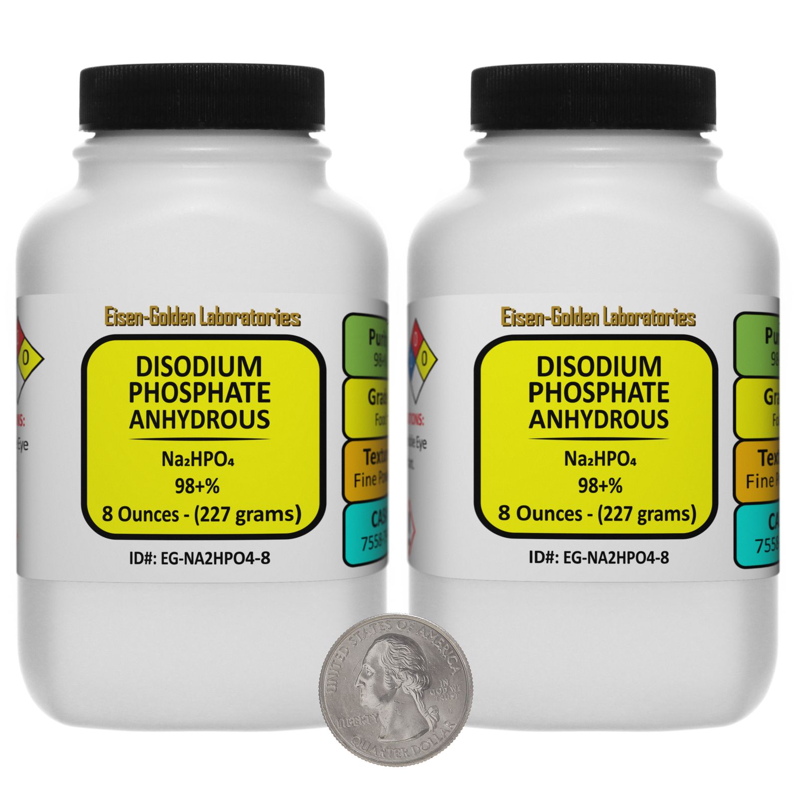 Disodium Phosphate [Na2HPO4] 98+% Food Grade Powder 1 Lb in Two Bottles USA