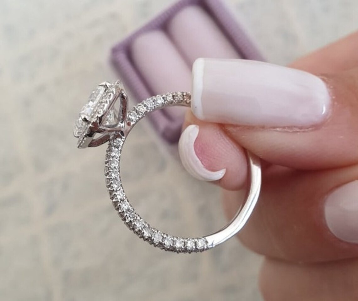 Radiant Cut 3.60Ct White Diamond Lab-Created Engagement Ring 925 Sterling Silver