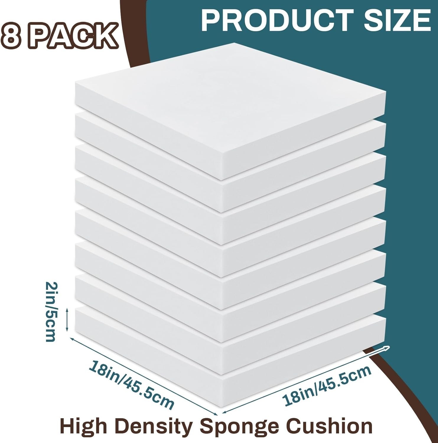 8 Pack 2"x18" Upholstery Foam - Ideal for Sofas, Chairs & DIY Projects