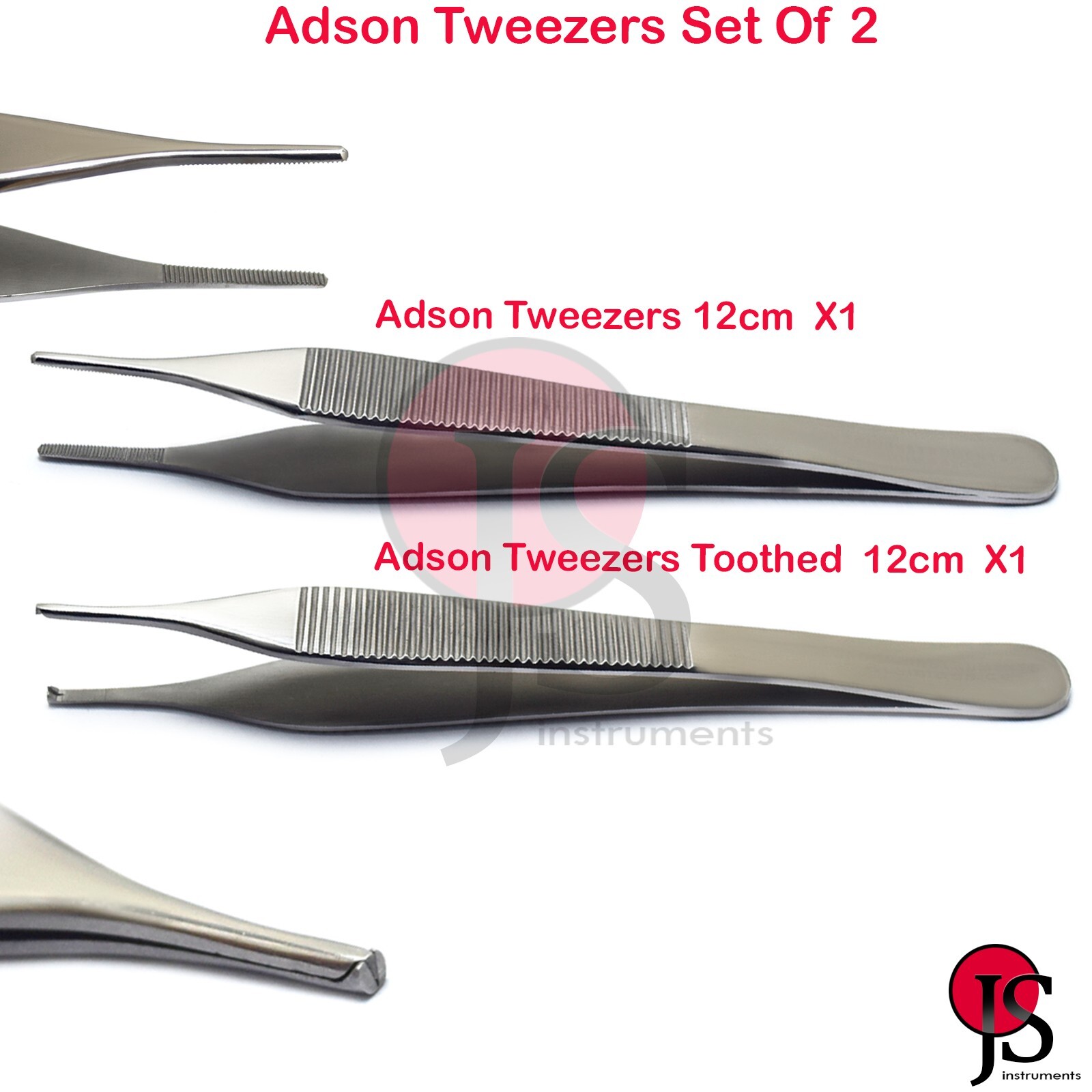 2PCS Adson Tissue Forcep 1X2 Dermatology Tweezer Kocher Forceps Dental Surgical