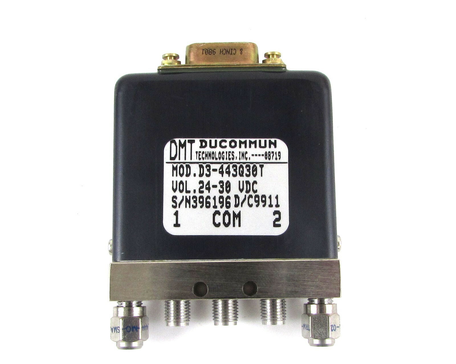 DMT D3-443Q30T Terminated Failsafe Switch 24-30 VDC 18 GHz w/ SMA/F Connector