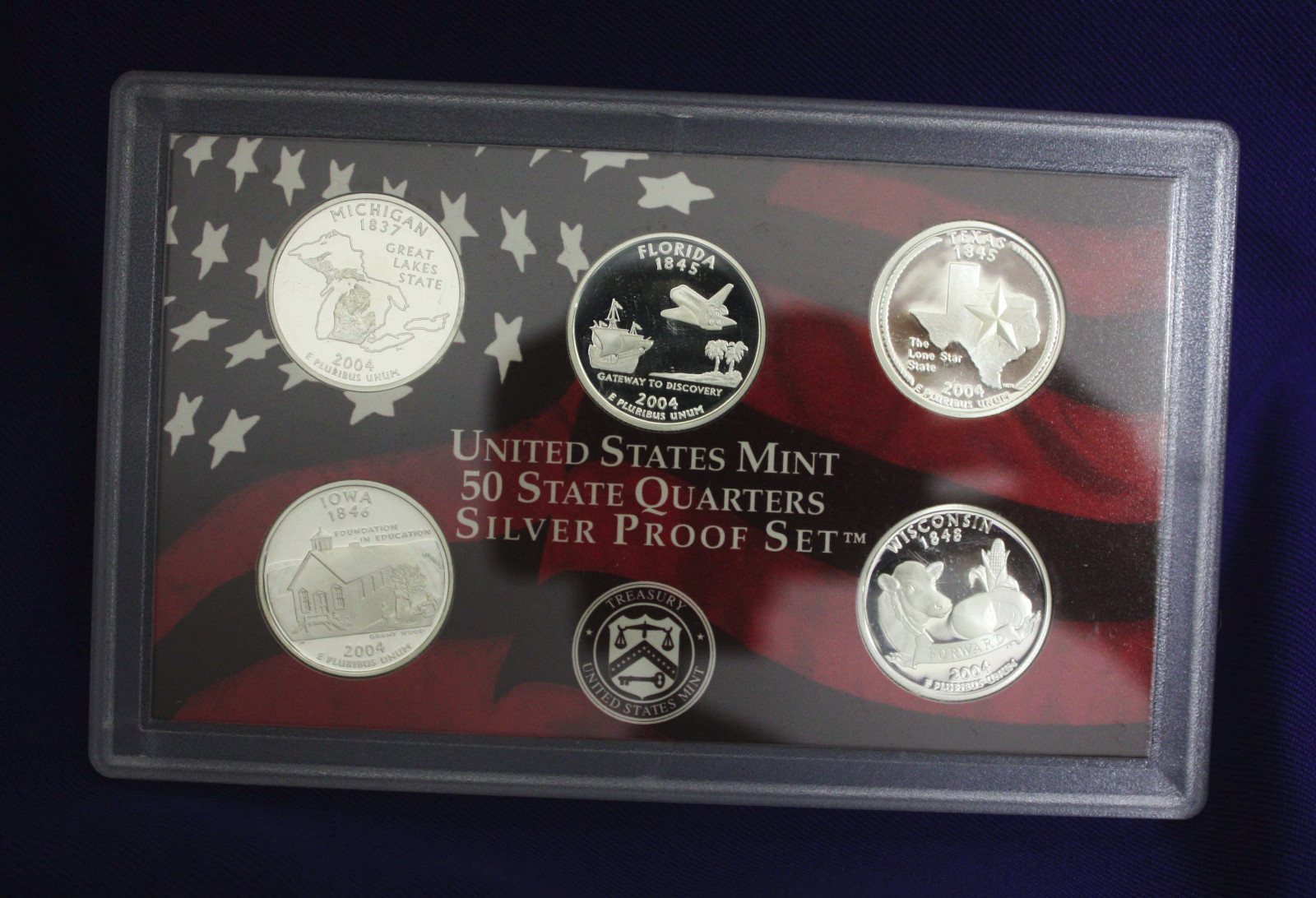2004 U.S. Silver Quarters Proof Set As Pictured