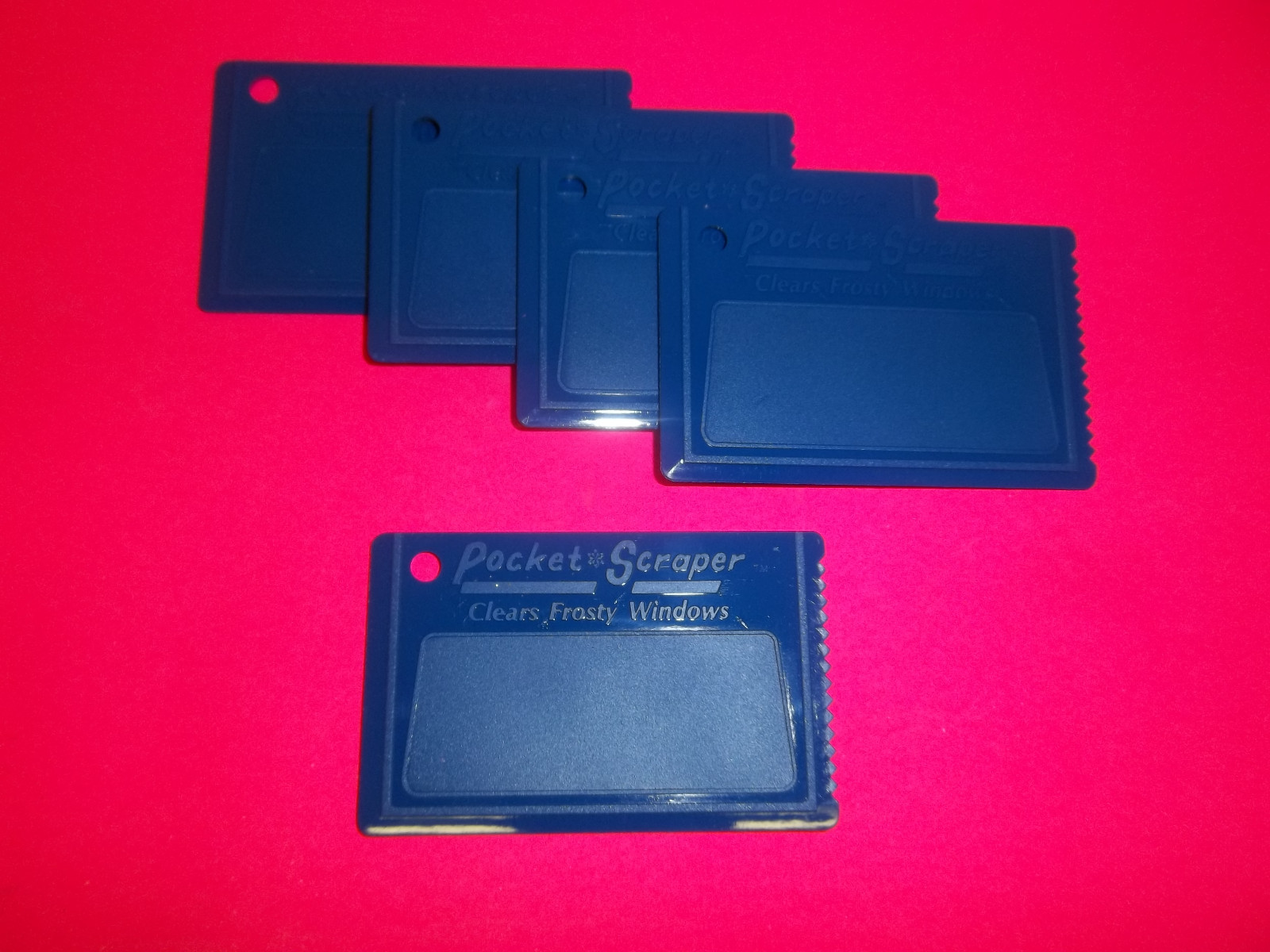 NEW HIGH QUAILITY BLUE 3 1/2" POCKET WINDOW  ICE SCRAPER  5 PACK