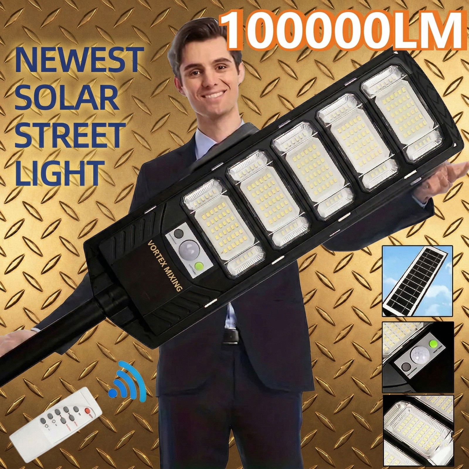 Solar Street Light 320 LED 520000 Lumens 6500K Motion Sensor with Remote
