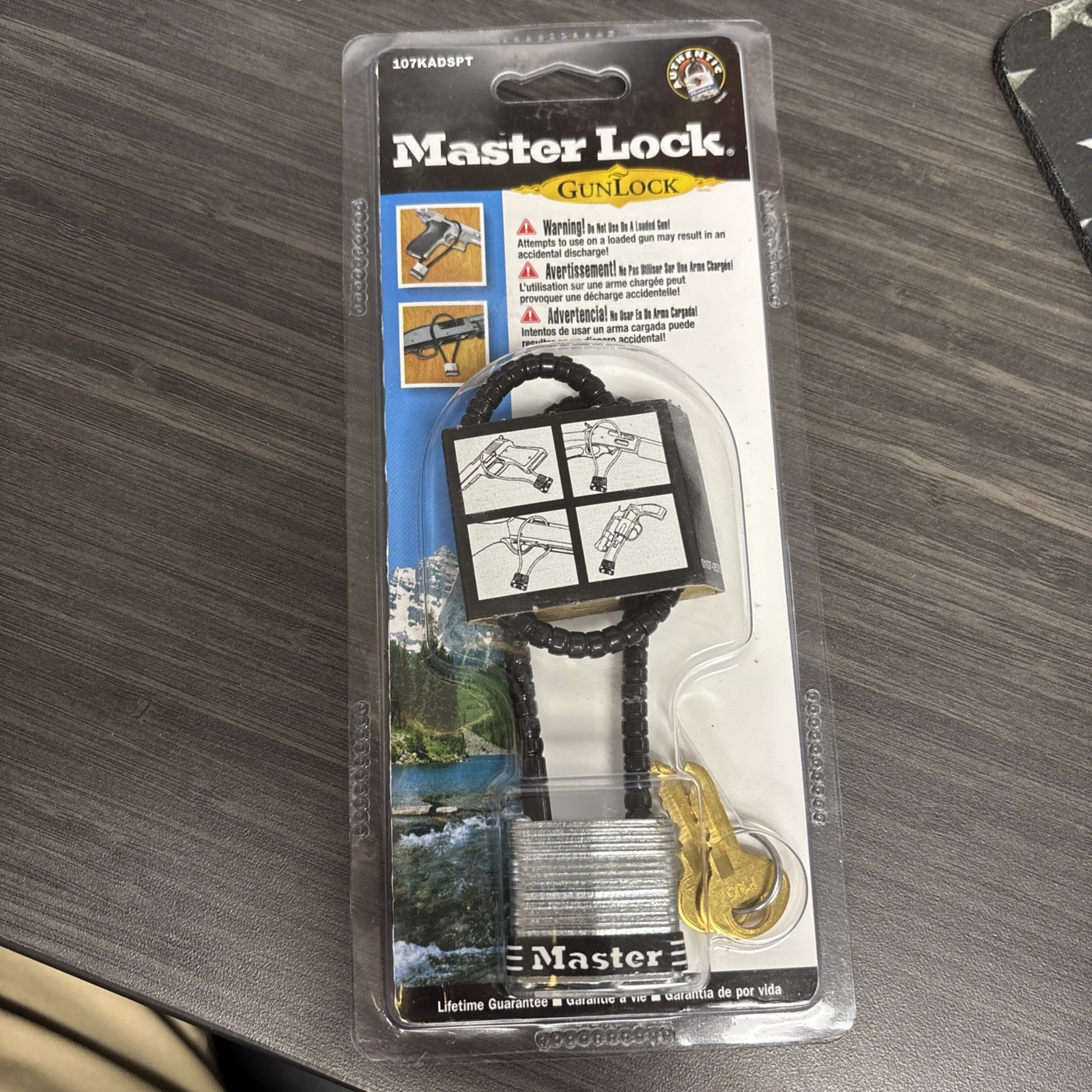 Master Lock Gun Lock 107DSPT Hardened Steel Padlock with Keys Steel Cable