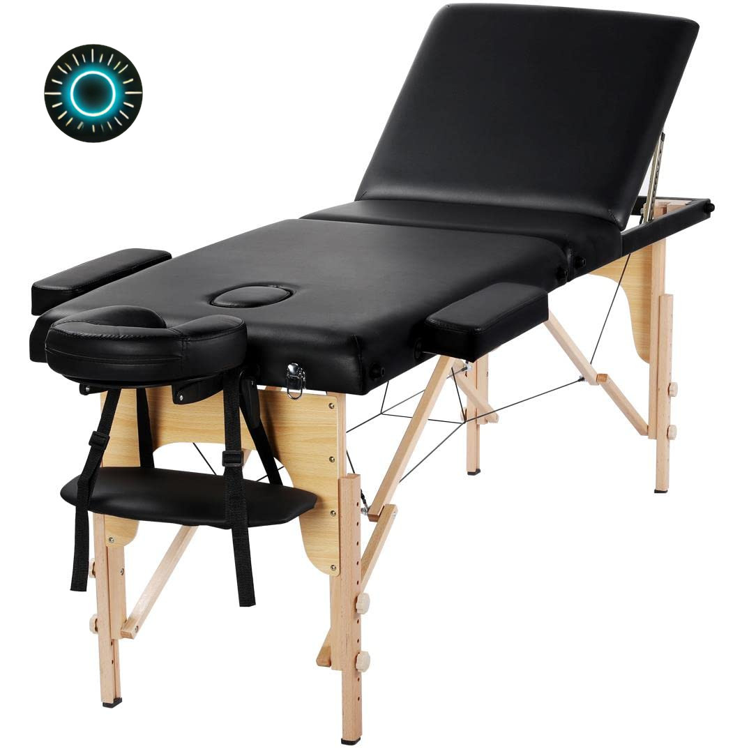 Yaheetech Massage Tables Portable Adjustable Massage Bed Foldable Spa Lash