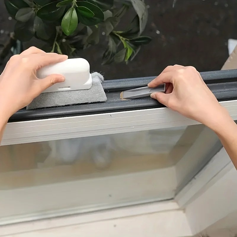 Universal Window Rail Cleaning Brush for Tracks Grooves and Frames
