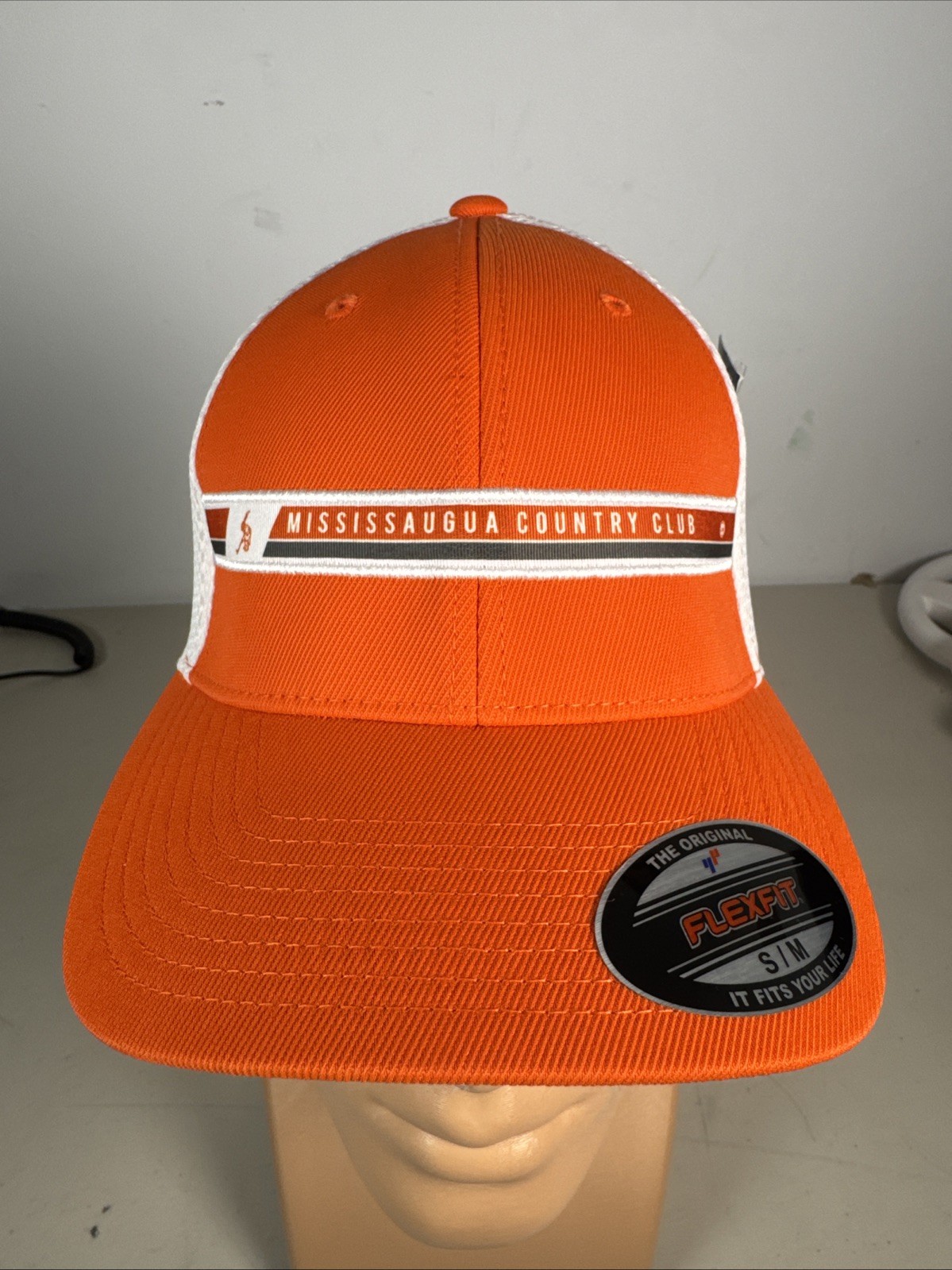 Mississuagua Golf Country Club Hat Cap Orange Flexfit S/M Mesh Levelwear