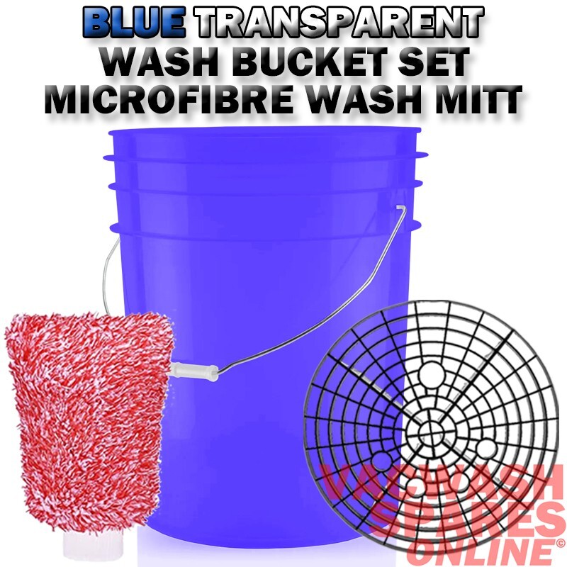 BLUE WASH BUCKET SET - DETAILING BUCKETS - BUCKET BARRIER GUARD SHIELD - MITT