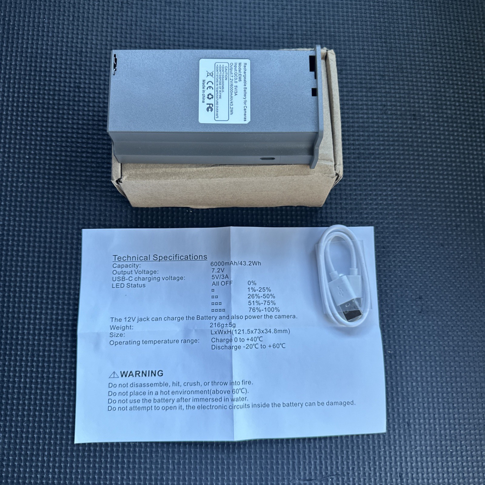 Reveal Hunting EM6 Camera Rechargeable Battery 6.0 Ah for Tactacam - NEW. B4