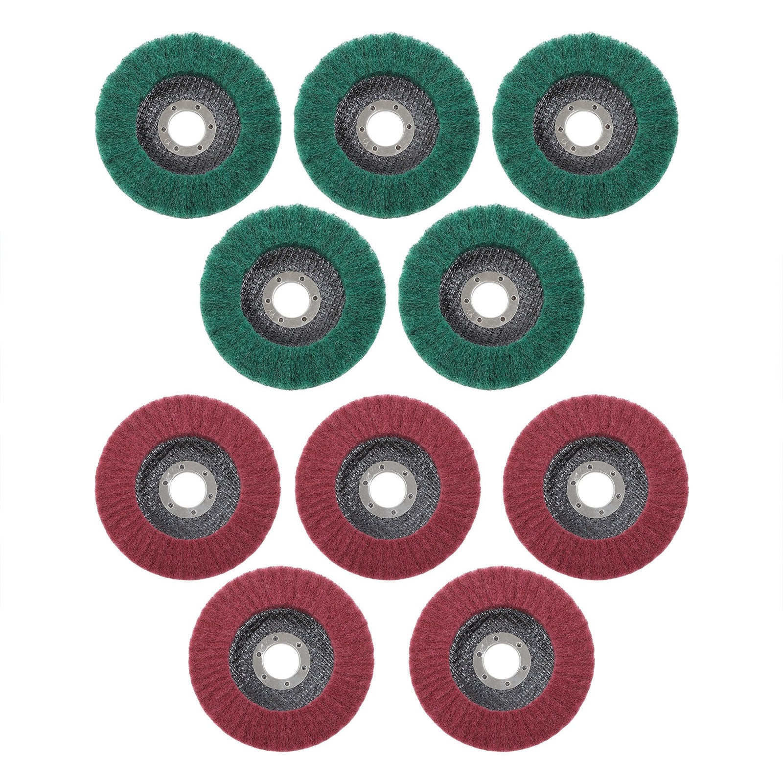 10 Pack: 4-1/2" x 7/8" Scour Flap Discs Grinding Sanding Discs (180 & 320 Grit)