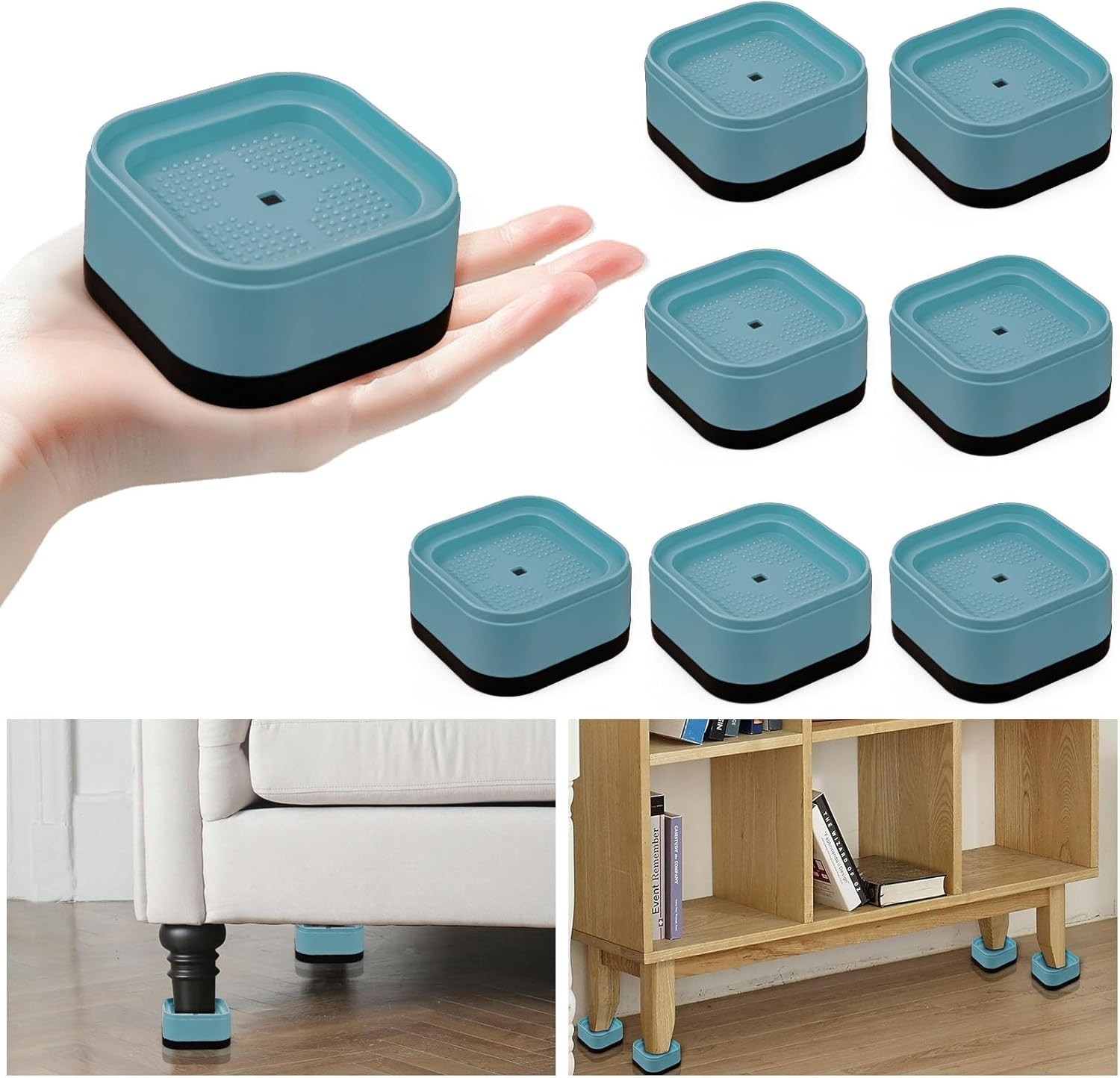 12 Pack Furniture Risers Adjustable Bed Risers Stackable Bed Raisers Table Desk