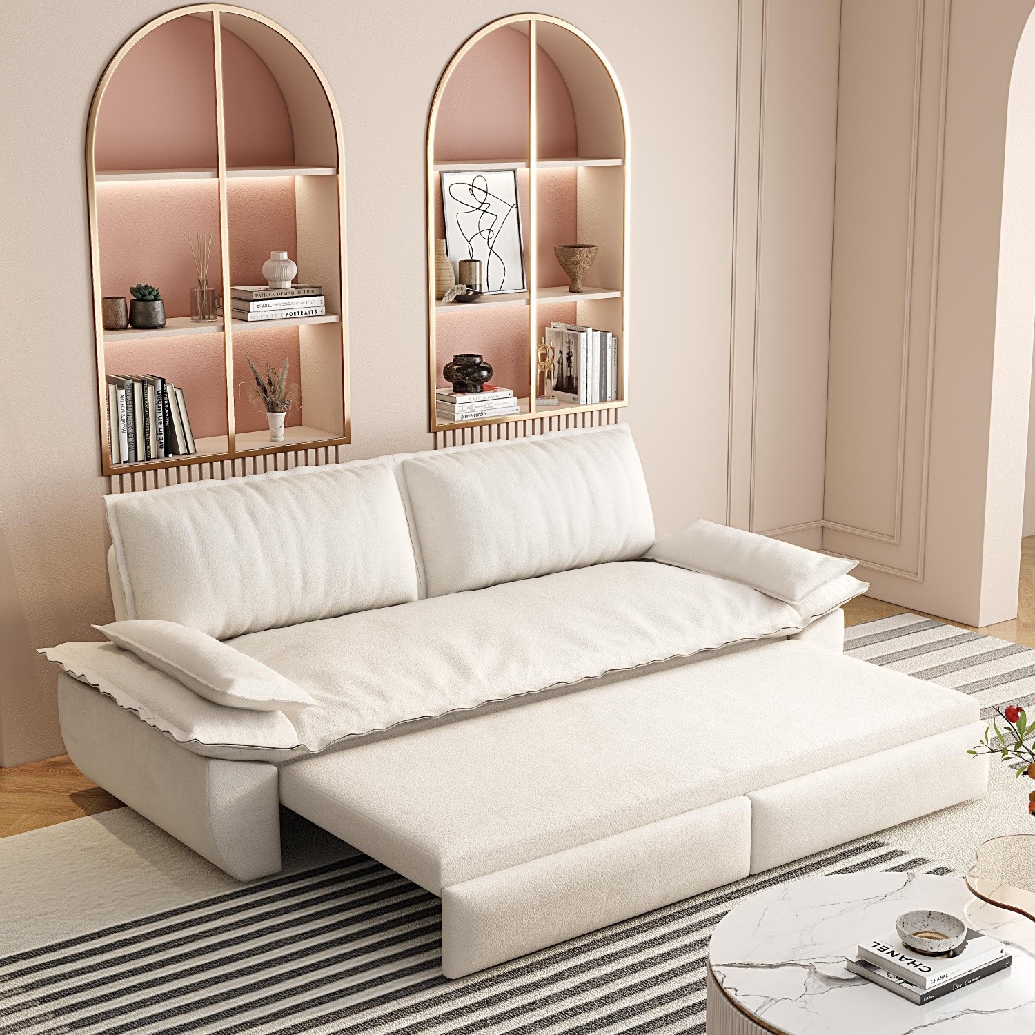 Convertible Sofa Bed 3-in-1 Multi-Function Sleeper Sofa Chair w/ Pull-Out Bed