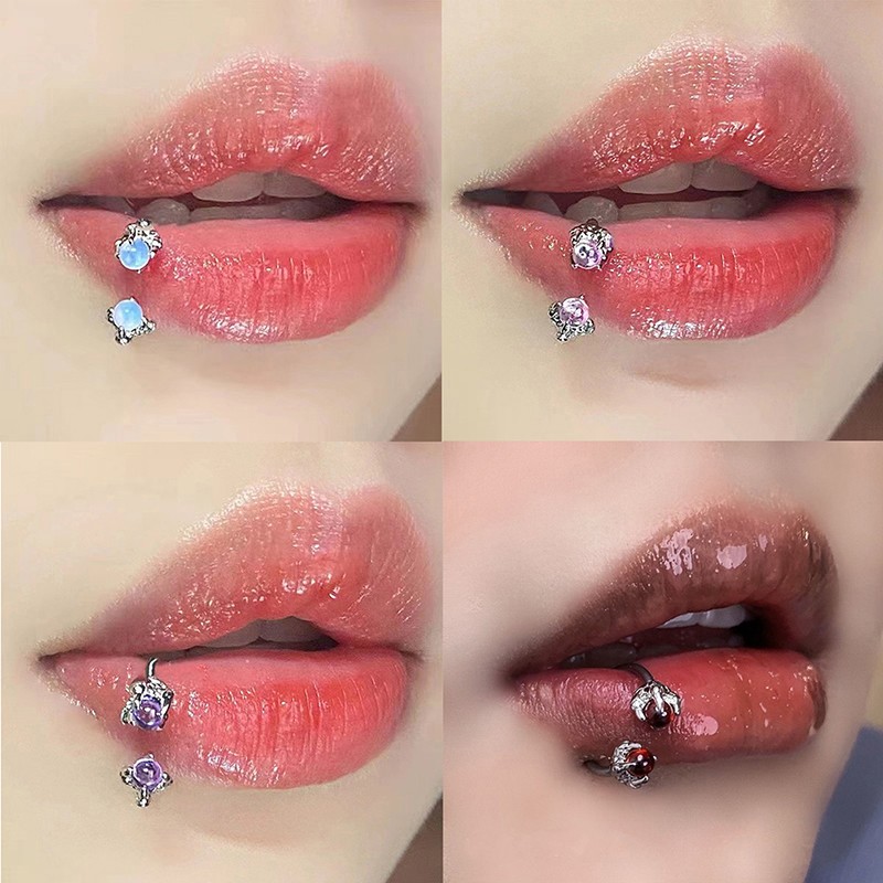 1PC Lip Piercing Lip Ring Dragon's Claw Stone Titanium Steel C Shape Labial Ring