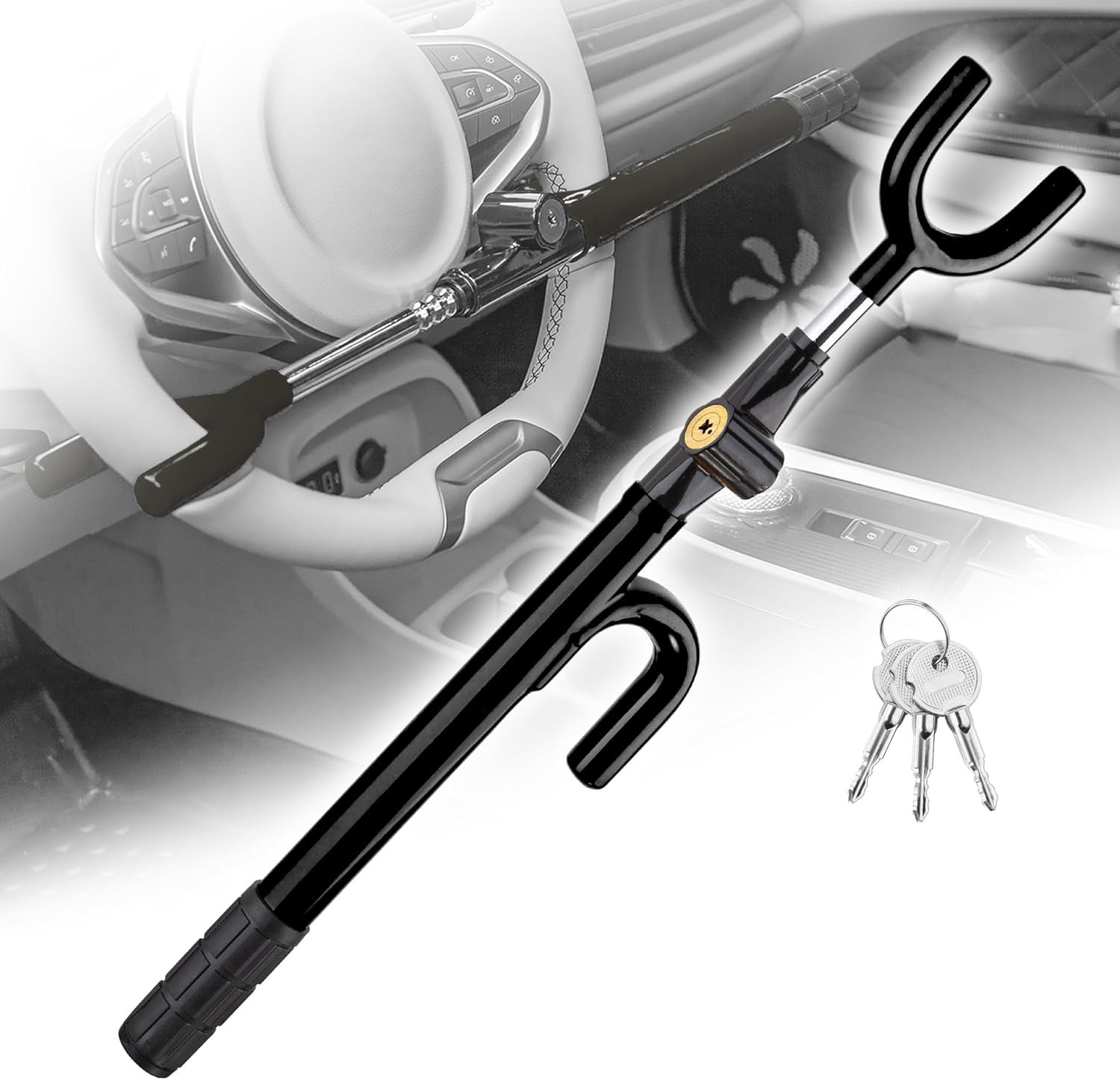Vehicle Car Steering Wheel Lock Anti Theft Adjustab Universal SUV Van Truck Fits