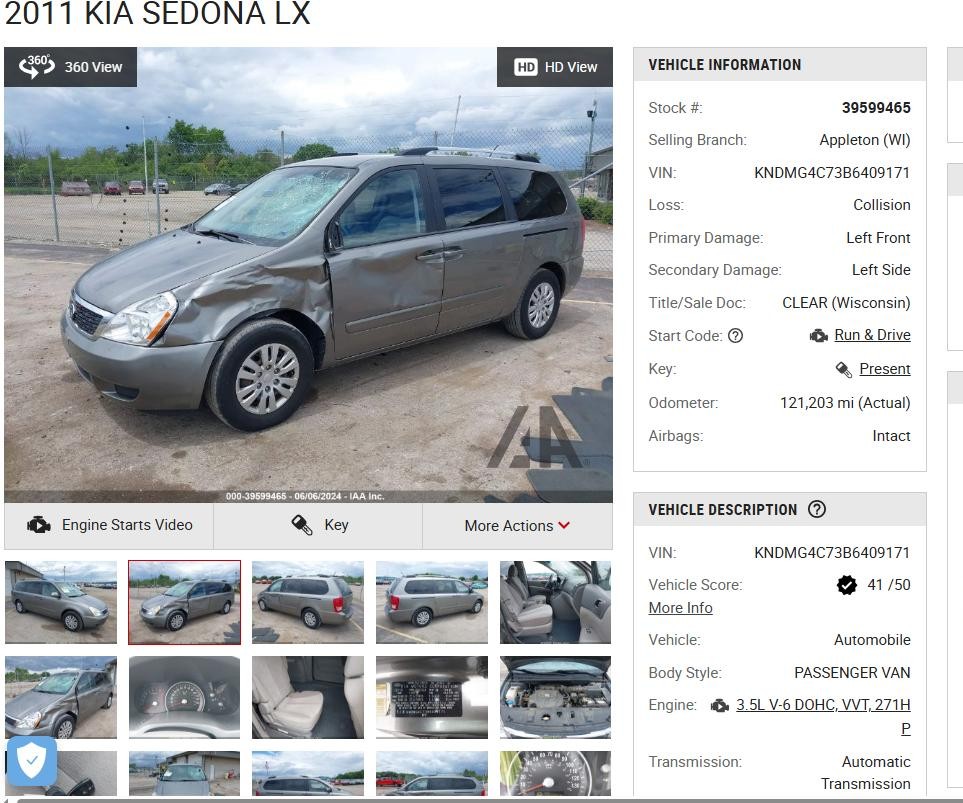 Used Floor Jack fits: 2011 Kia Sedona  Grade A