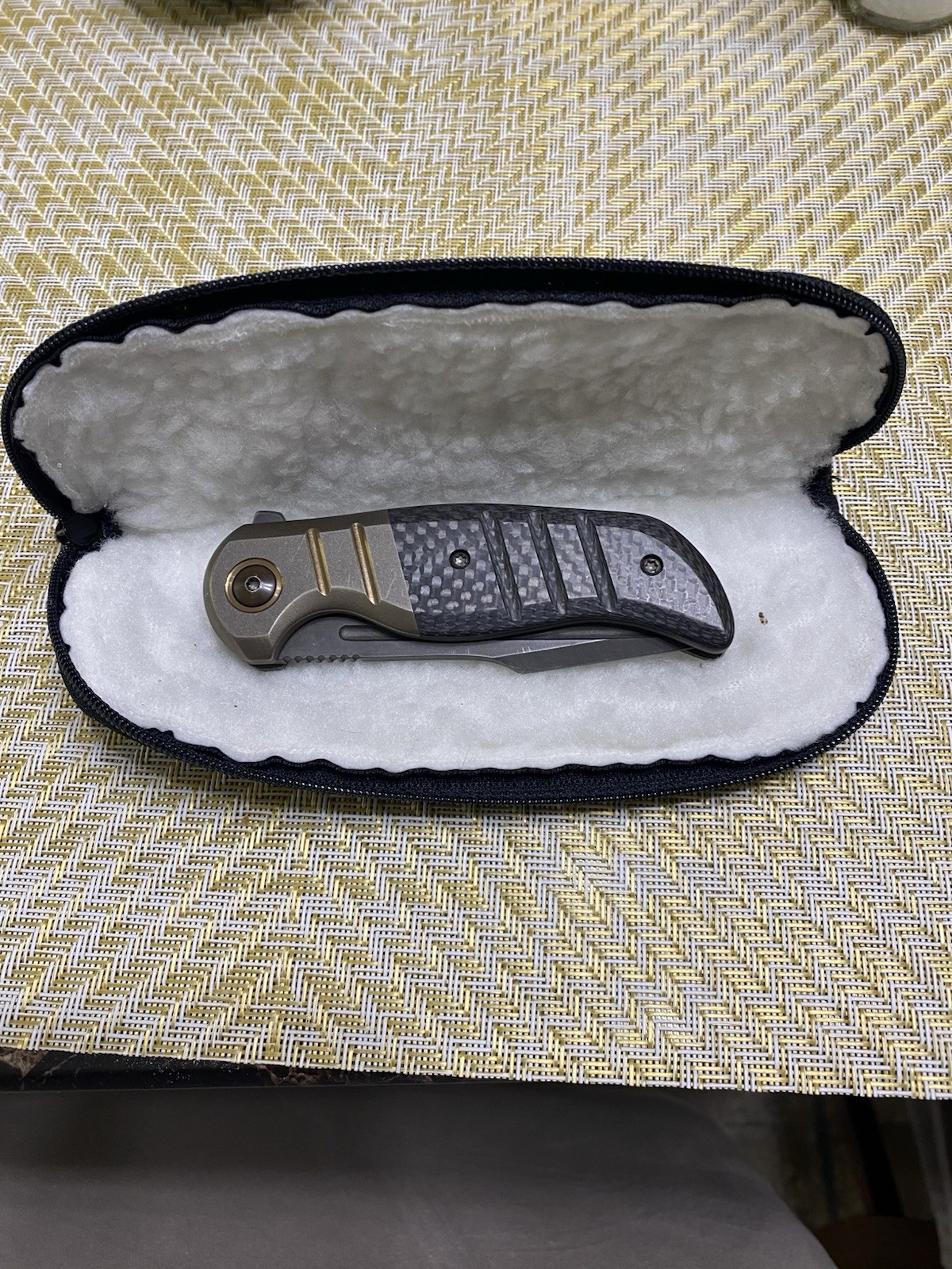David Mosier- Small Kreios Flipper, Acid Etched Blade, Carbon Fiber