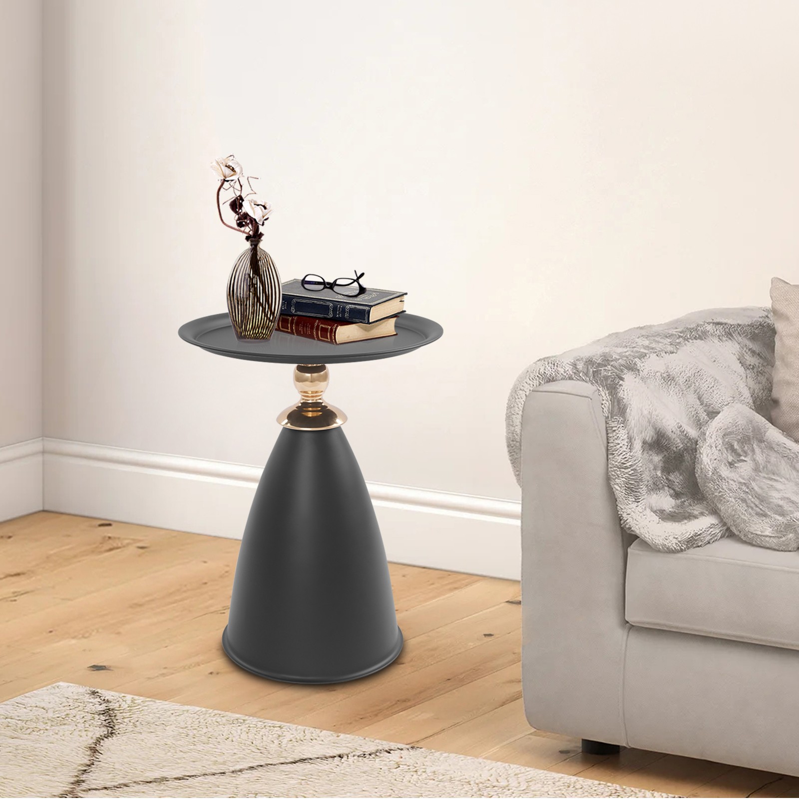 Small Round Side Table, Side Table for Small Spaces, Modern Couch End Table