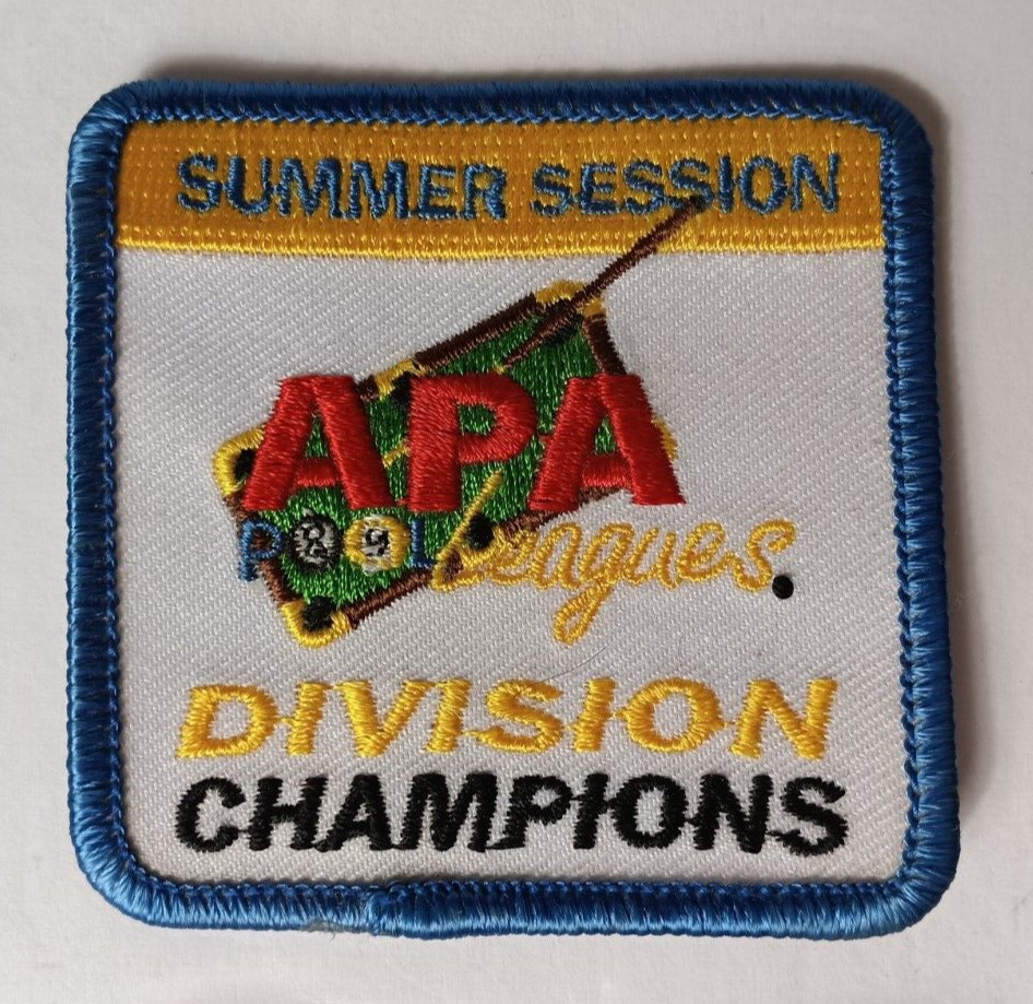 LOT OF FIVE POOL BILLIARDS DIVISION CHAMPIONS CLOTH PATCHES APA LEAGUES 2" x 2"