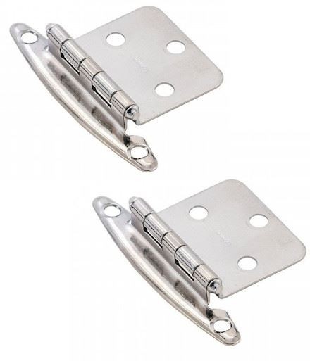 Pair Chrome Free-Swing Hinges With Screws & Door Bumpers