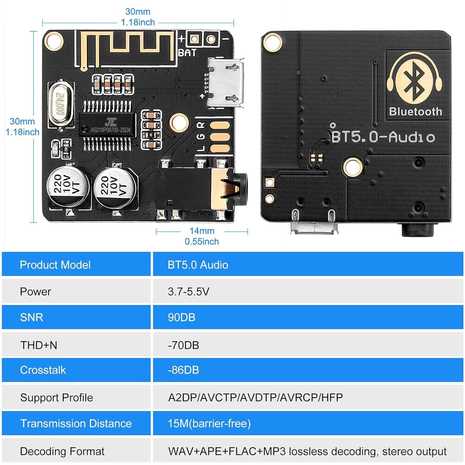 2-Pack Bluetooth 5.0 Audio Receiver Boards: Seamless Streaming & Versatile Use