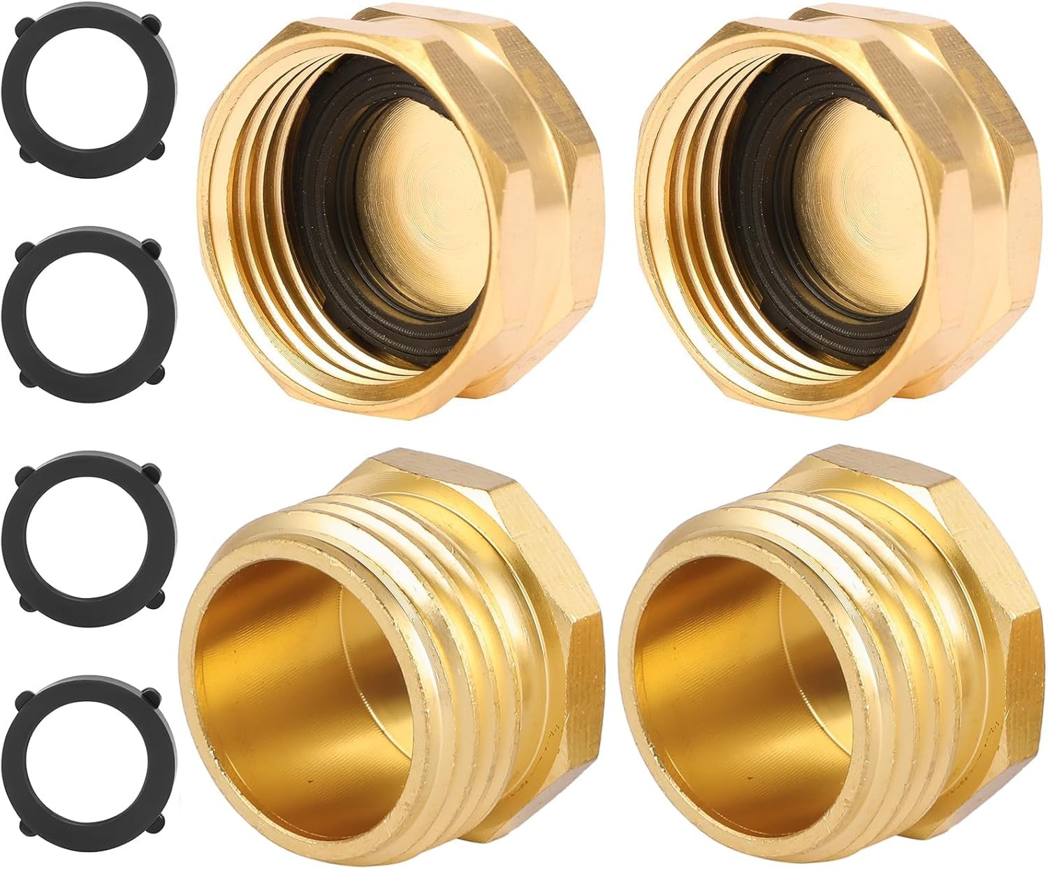 4 PCS 3/4"Garden Hose End Caps,Brass Garden Cap 4 Pack, Cap&Plug