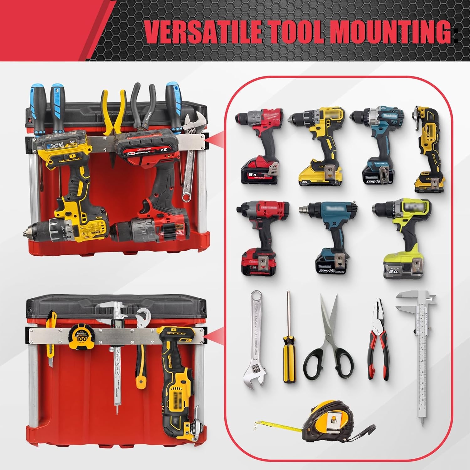 Power Drill Holder Fits for Milwaukee Packout Toolbox,Tape Measure Tool holder