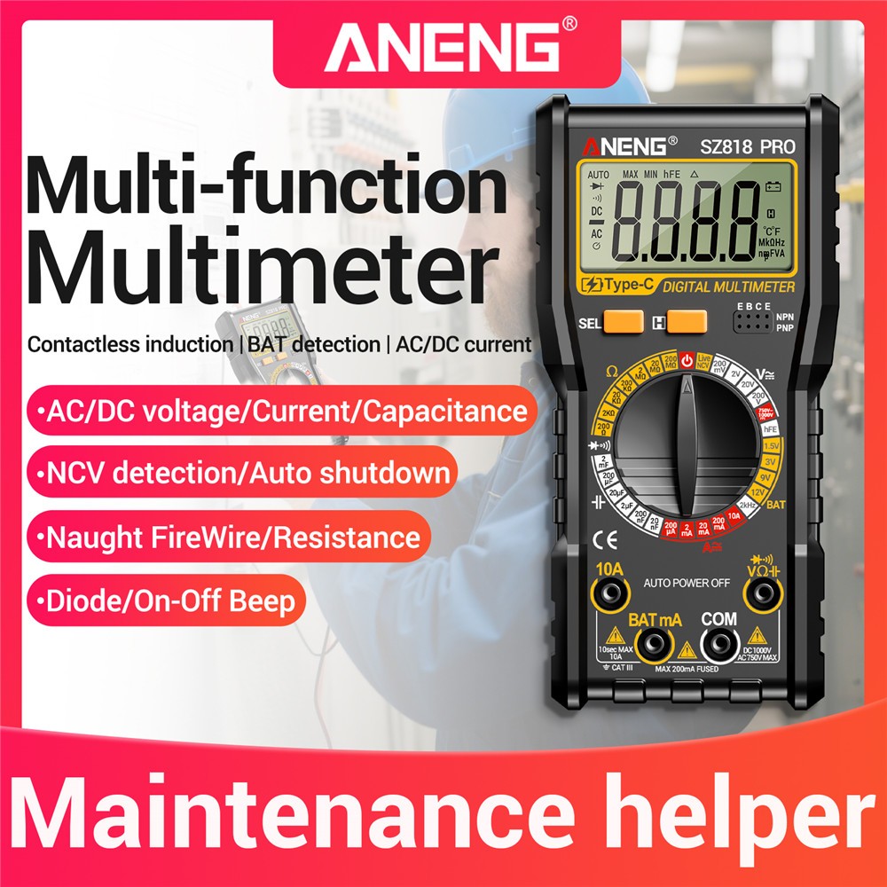 New Digital Multimeter Voltmeter AC DC Volt Meter Ohmmeter Auto Range Tester