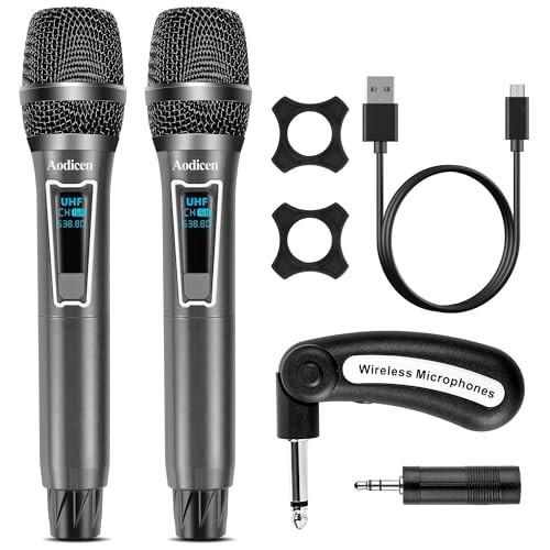 Wireless Karaoke Microphone, No Delay Handheld Microphone System 2 Microphone