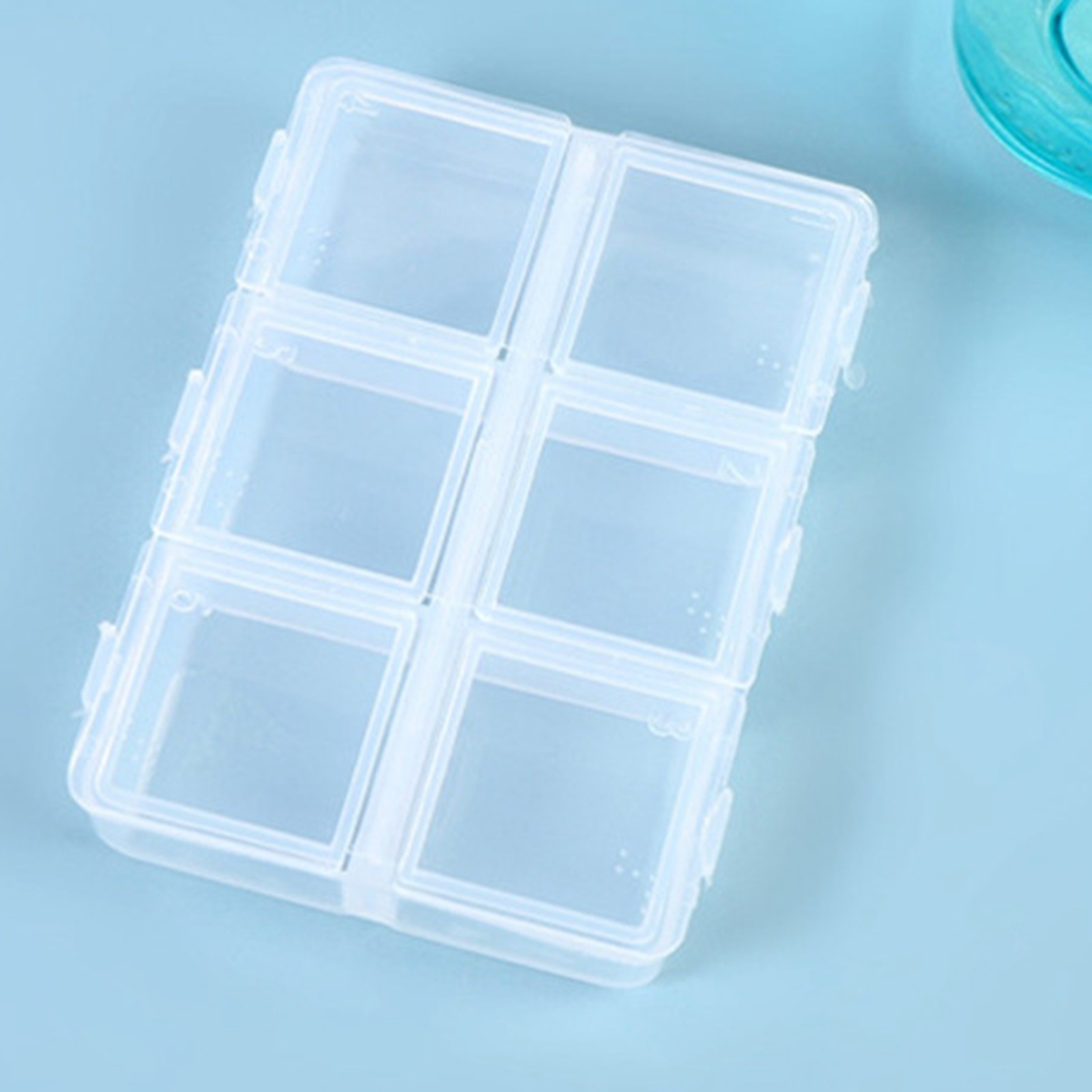 6 Pcs Clear Plastic Organizer Box Case 6 Grids Jewelry Storage Container 3.2"