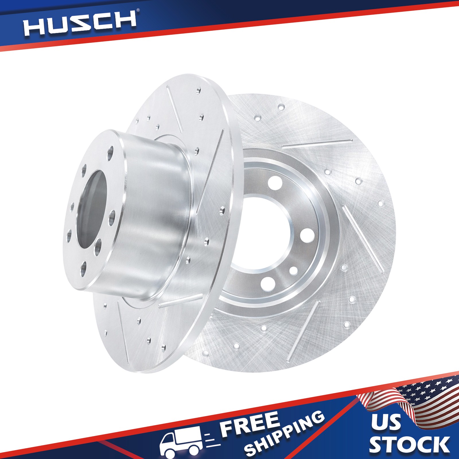 14.88 inch Front Drilled and Slotted Disc Brake Rotors for Ram 1500 2019 - 2025
