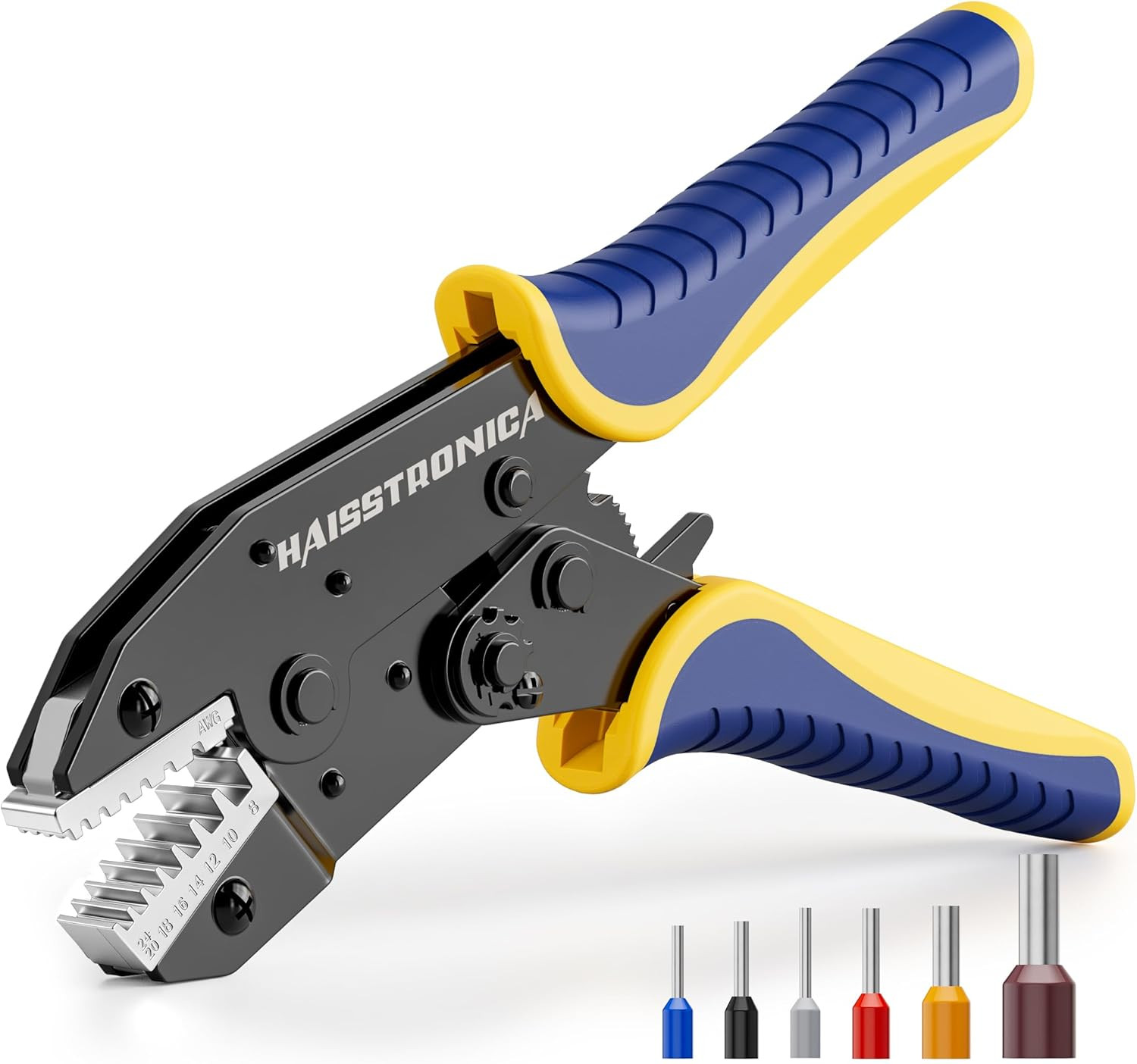 Ferrule Crimping Tool,24-8 AWG Sleeves Ferrule Ratchet Wire Crimping Tool