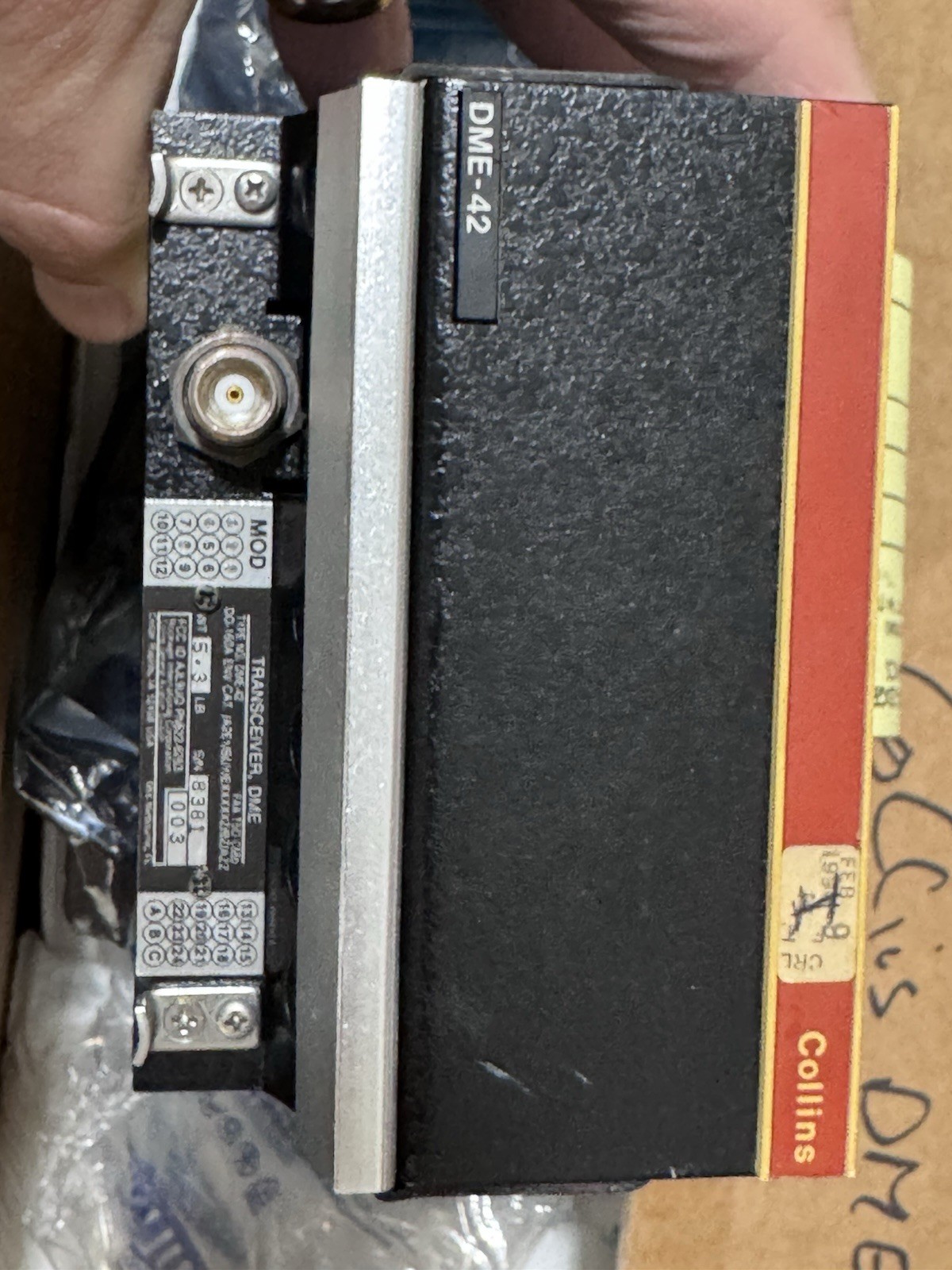 Collins DME-42 DME Transceiver PN 622-6263-003 Good Working Yellow Tagged