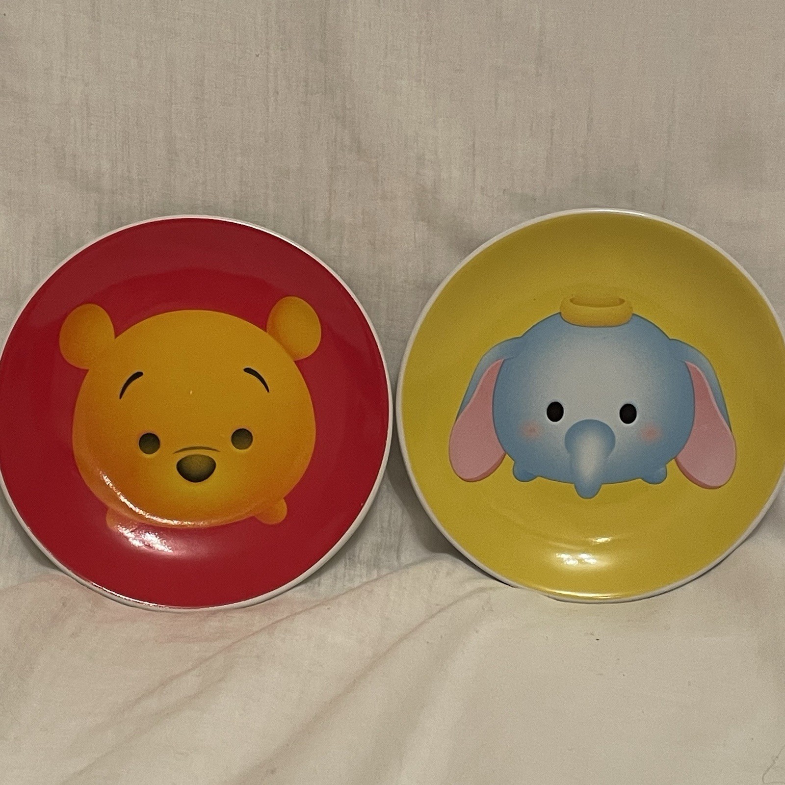 Disney Store Sum Sum Ice Cream 4 1/2 Inch Plates Pair Of Dumbo & Winnie The Pooh