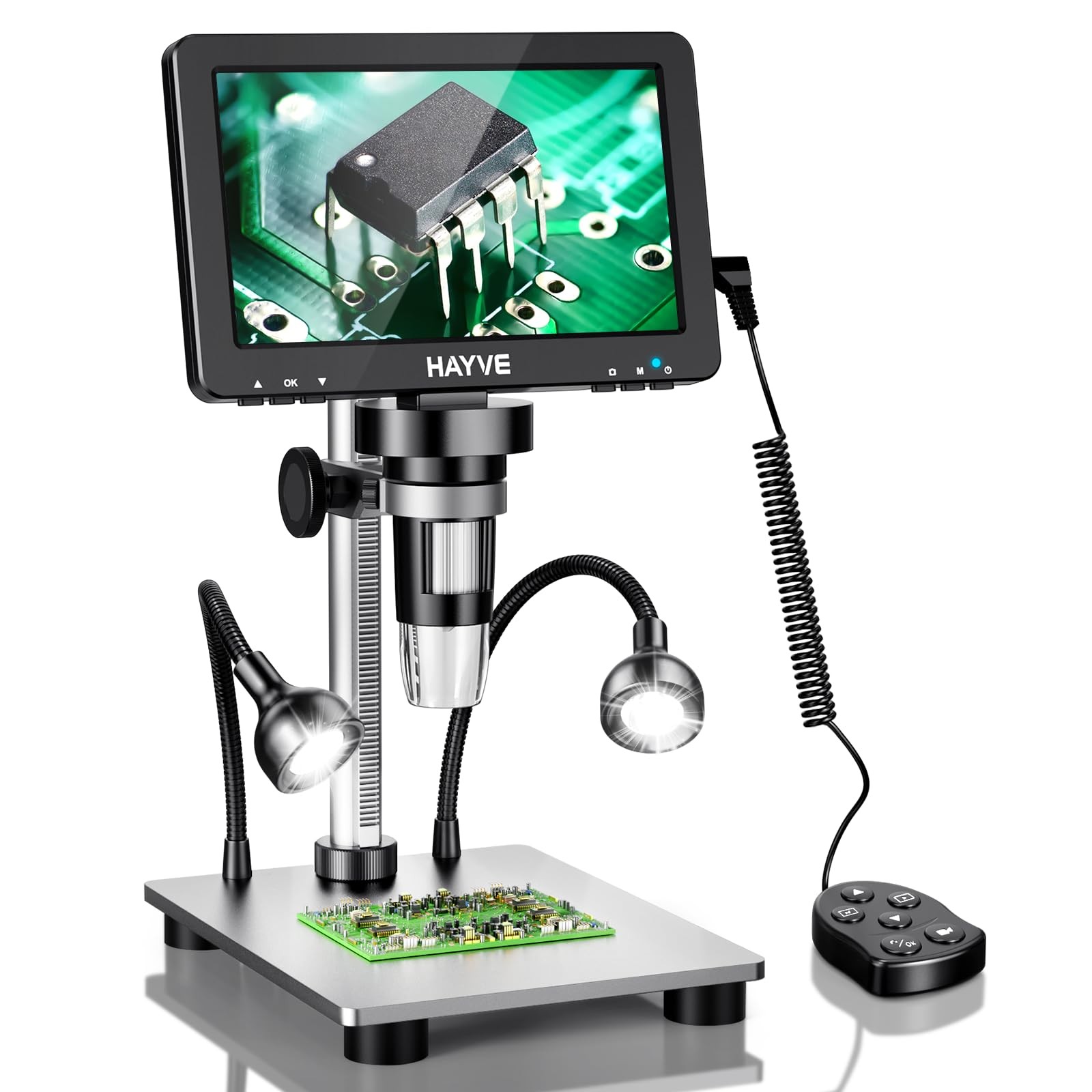 Hayve 7" LCD Digital 7 Inch Microscope with Wired Remote, Black